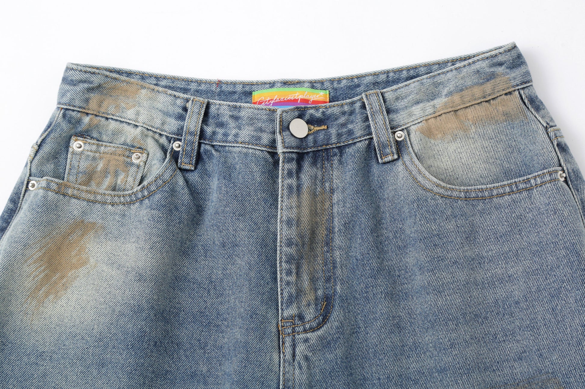 CLP Distressed Ripped Brushed Jeans-Jeans-M-Free Shipping Leatheretro