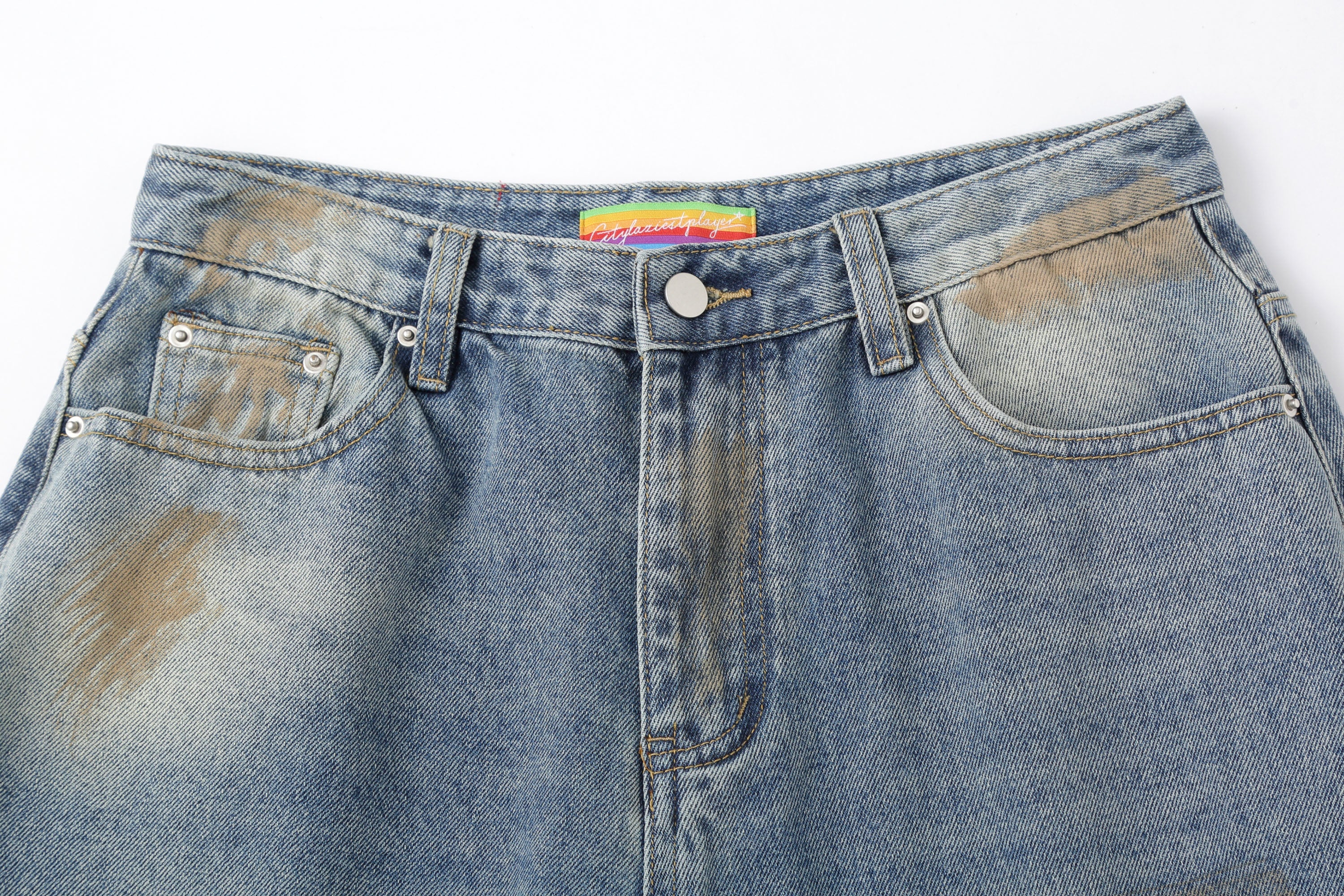 CLP Distressed Ripped Brushed Jeans-Jeans-M-Free Shipping Leatheretro