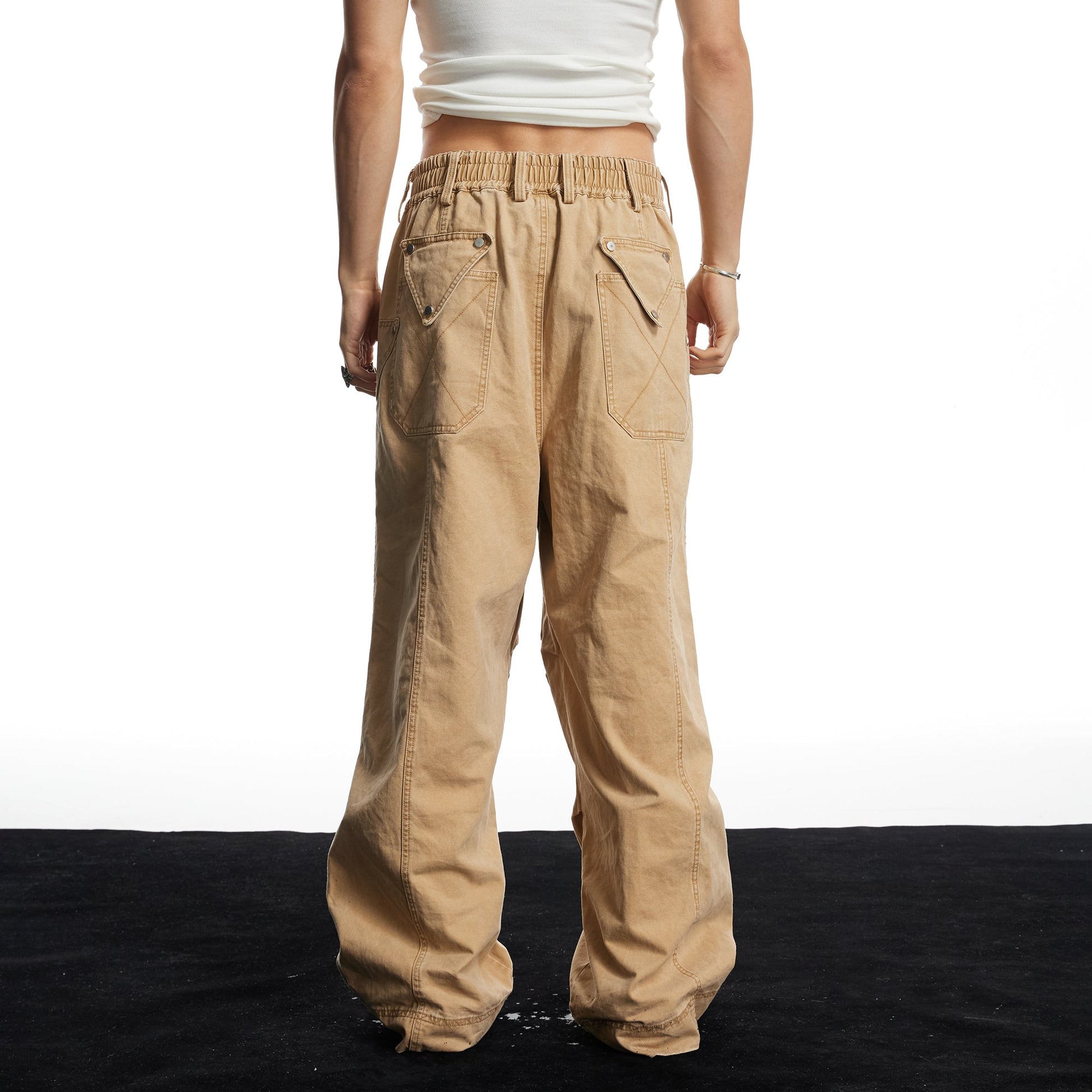 DND4DES Geometric Panel Studded Wide-Leg Pants-Pants-S (Preorder)-Free Shipping Leatheretro