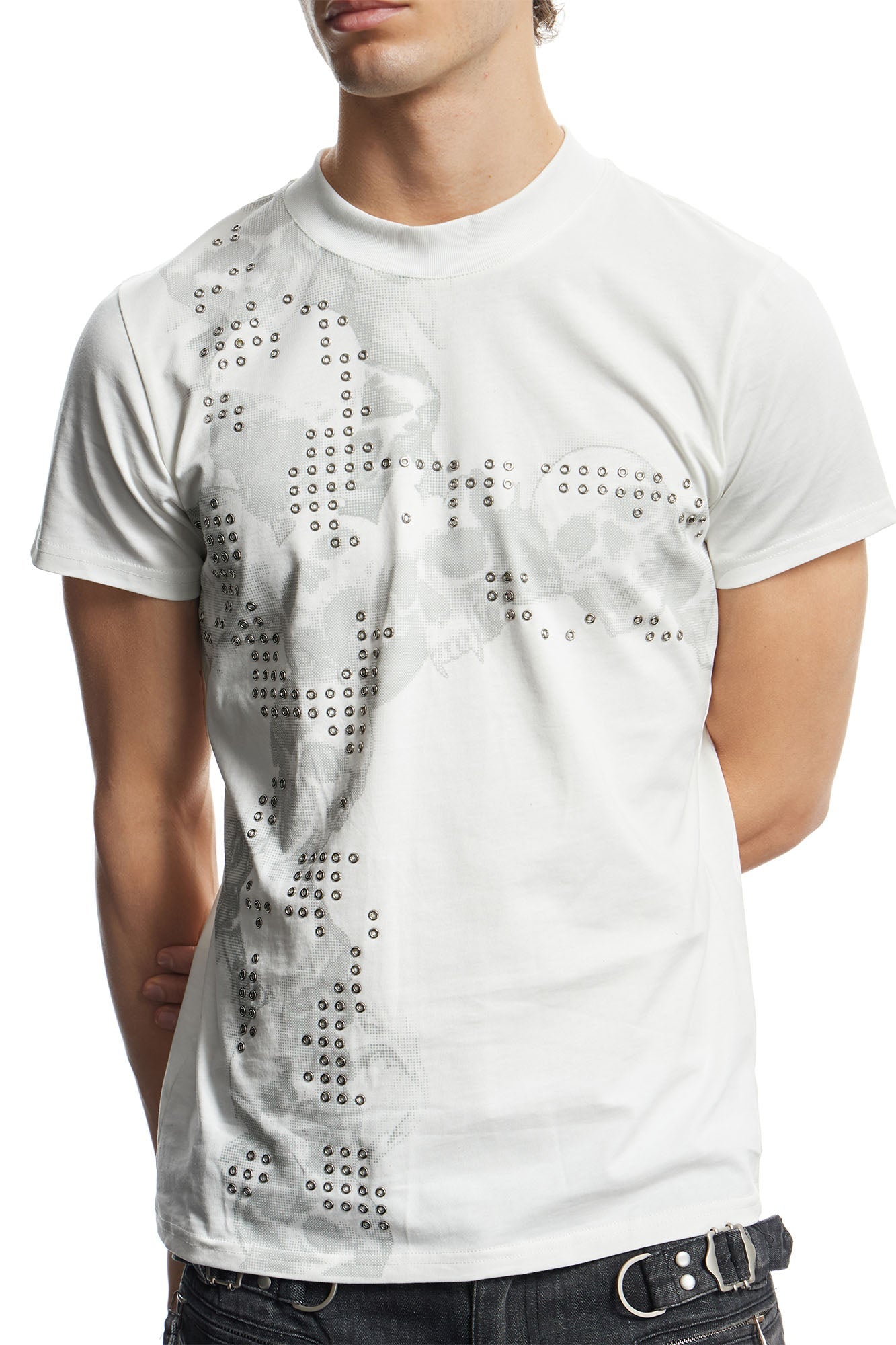 DND4DES Rivet Cross Graphic T-Shirt-T Shirt-S-White-Free Shipping Leatheretro