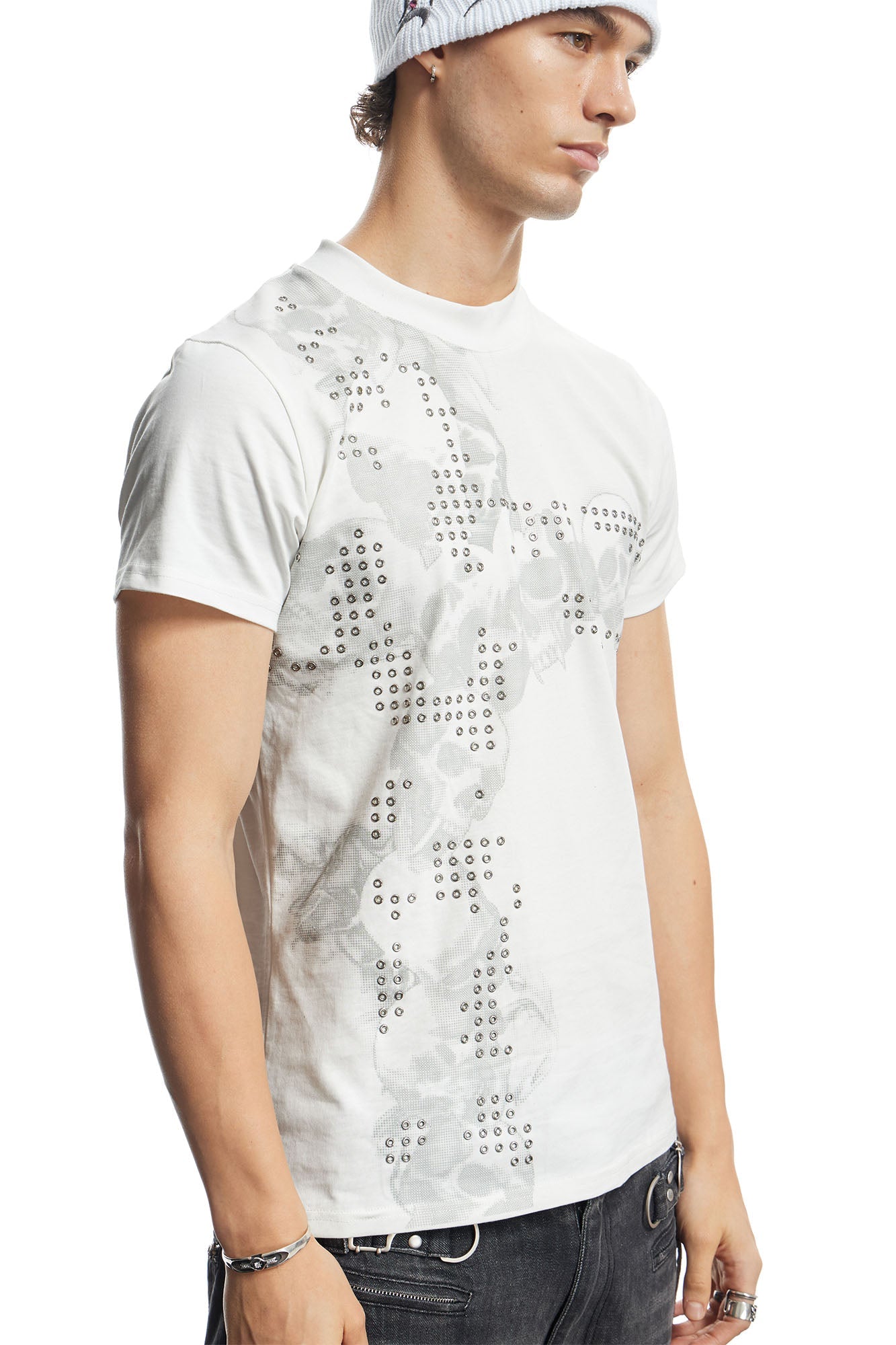 DND4DES Rivet Cross Graphic T-Shirt-T Shirt-S-White-Free Shipping Leatheretro