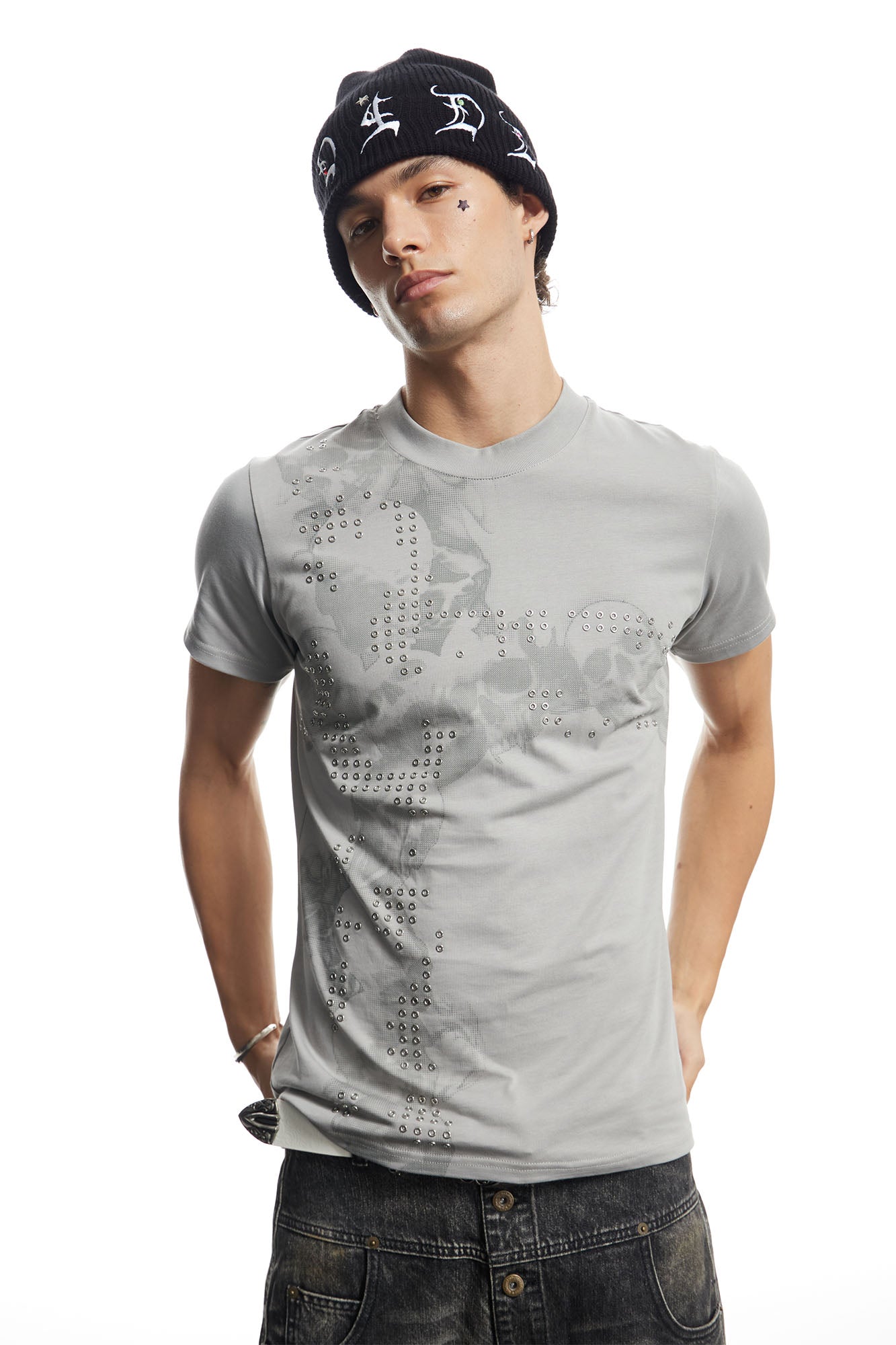 DND4DES Rivet Cross Graphic T-Shirt-T Shirt-S-White-Free Shipping Leatheretro
