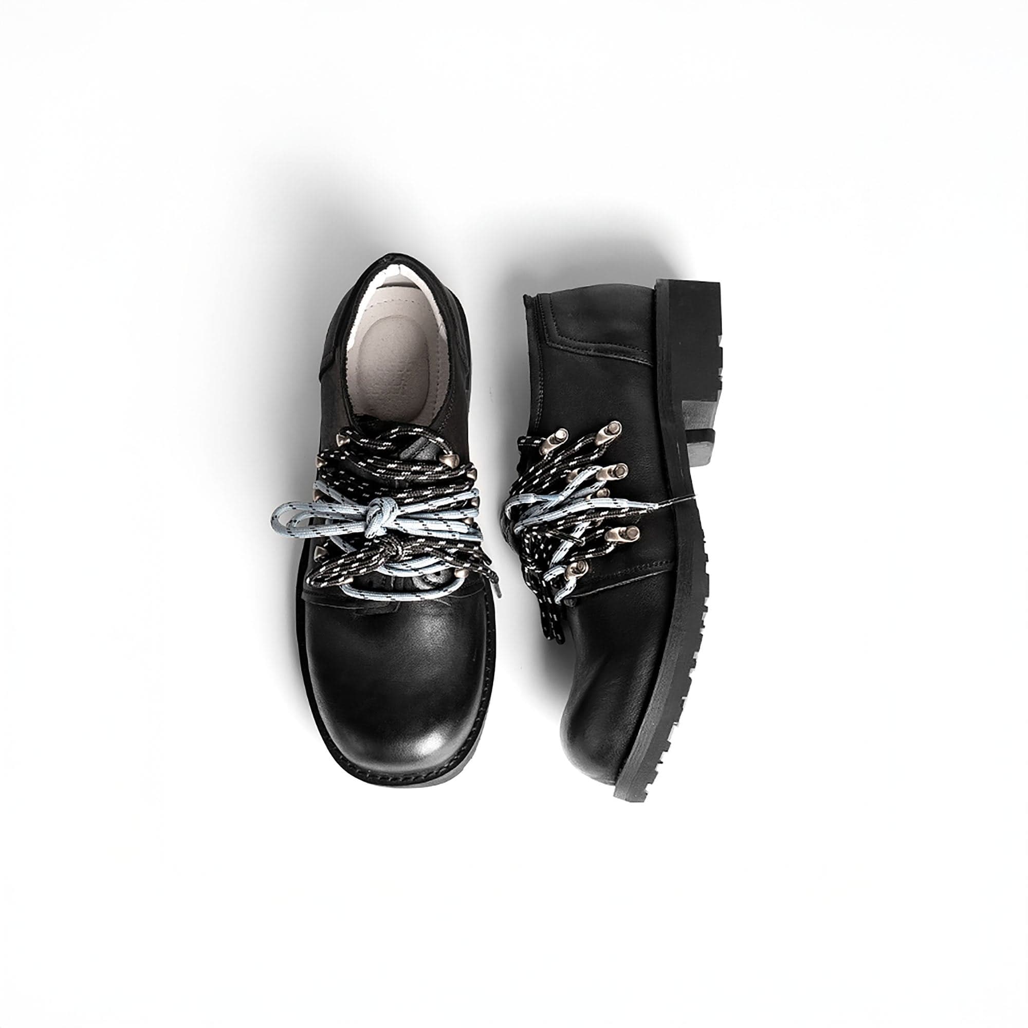 REWRITE Contrast Rope-Laced Leather Derby Shoes-Shoes-38.5-Free Shipping Leatheretro