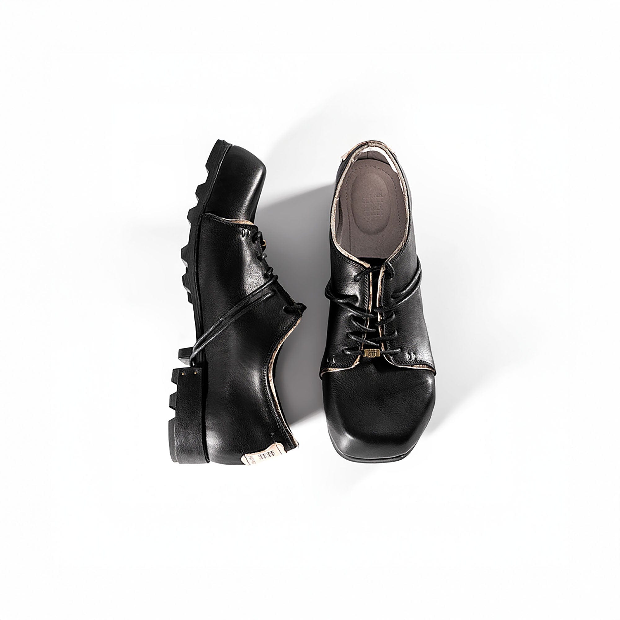 REWRITE Lace Up Square-Toe Derby Shoes-Shoes-38.5-Free Shipping Leatheretro