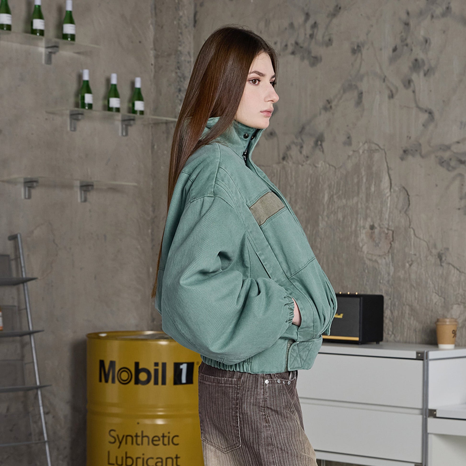 ERROR CODE ROBOT Washed Contrast Panel Jacket-Jacket-S-Free Shipping Leatheretro