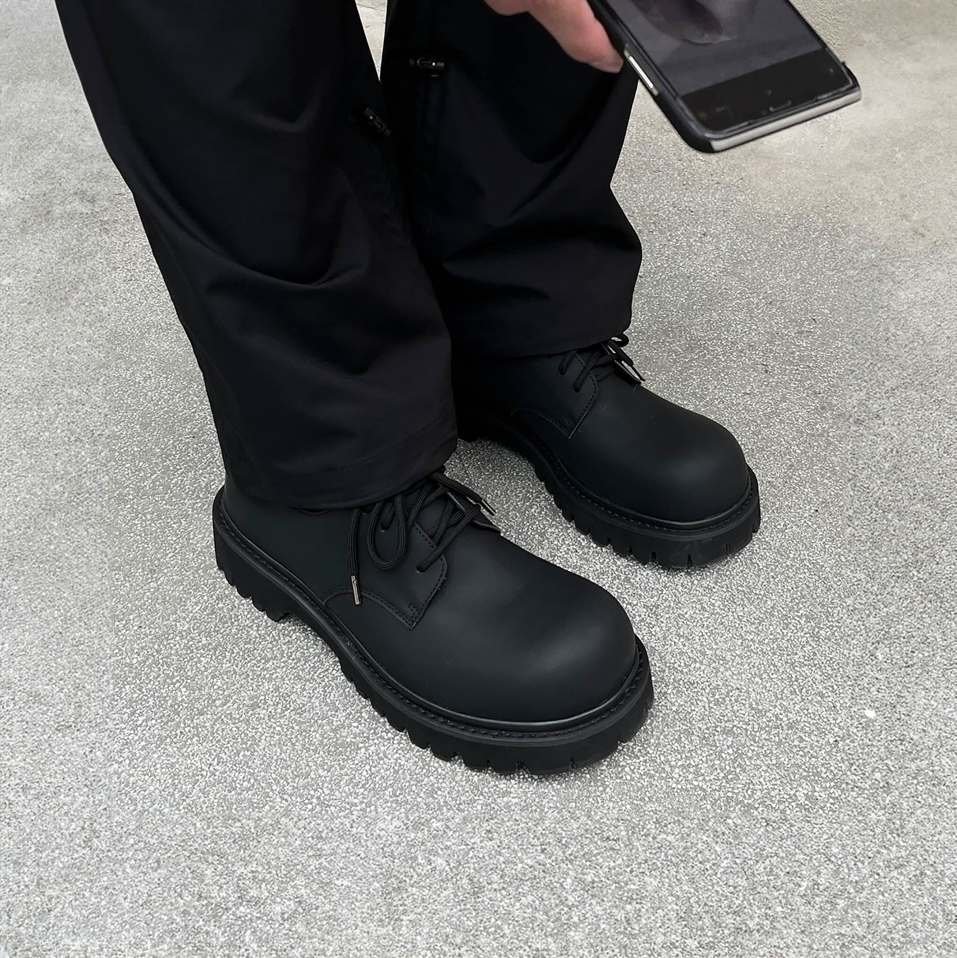 KREATE The Chunky Derby-Shoes-US 6 (EU 38)-Black-Free Shipping Leatheretro