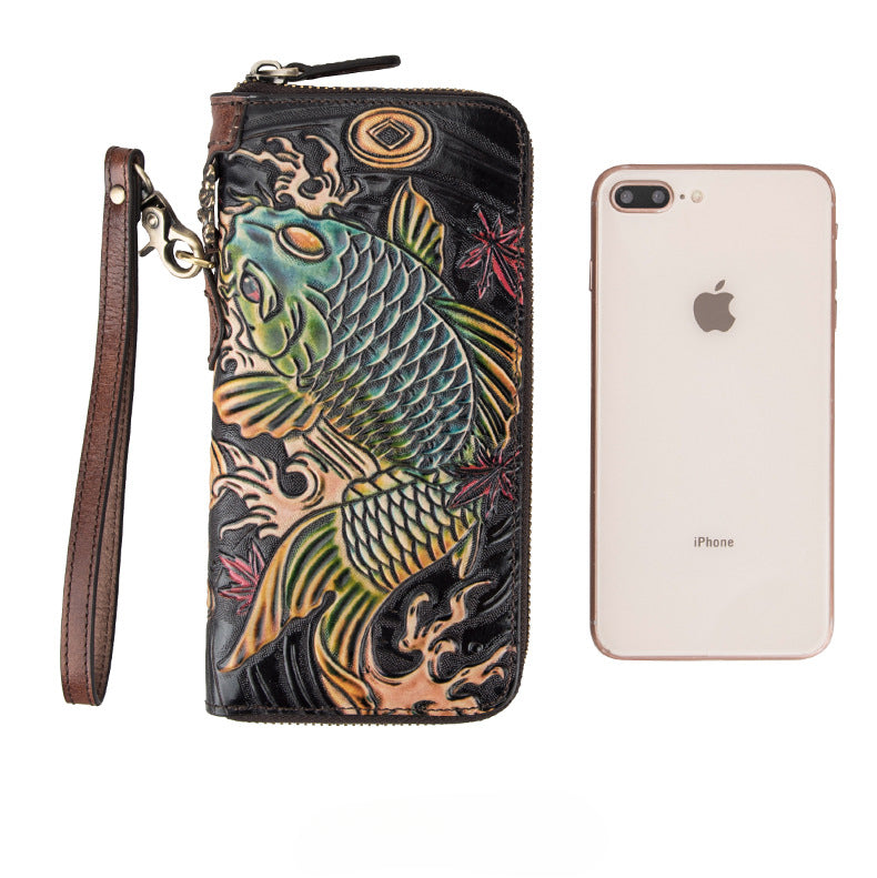 Genuine Leather Long Wallet-Handbags, Wallets & Cases-black-Free Shipping Leatheretro