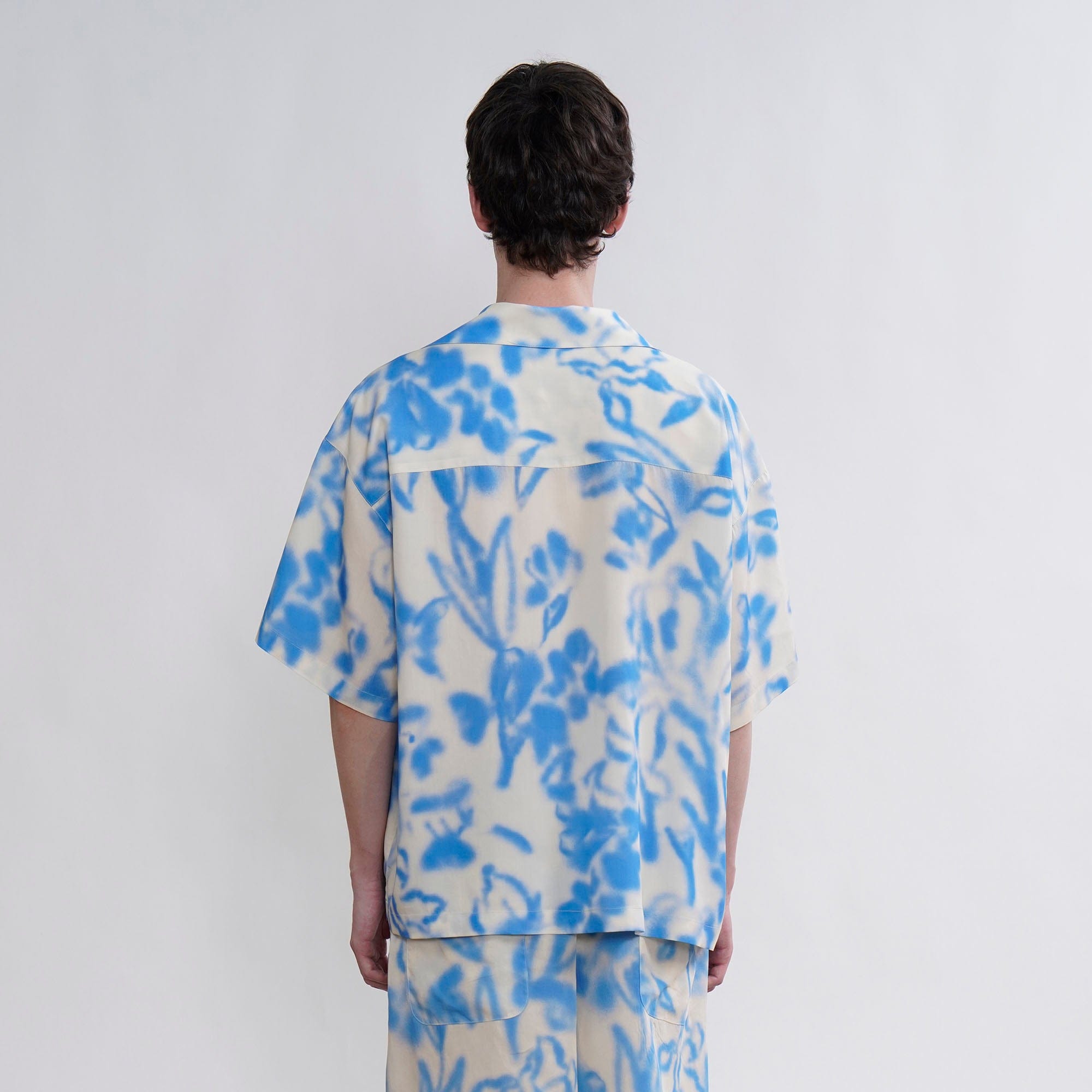 ORAL UTOPIA Airbrushed Floral Tencel Cuban Half Shirt-Half shirt-S-Free Shipping Leatheretro