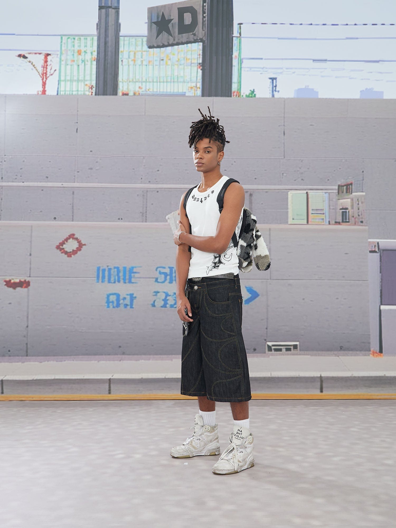 DND4DES Batwing Spliced Double-Waistband Raw Denim Shorts-Shorts-XS-Free Shipping Leatheretro