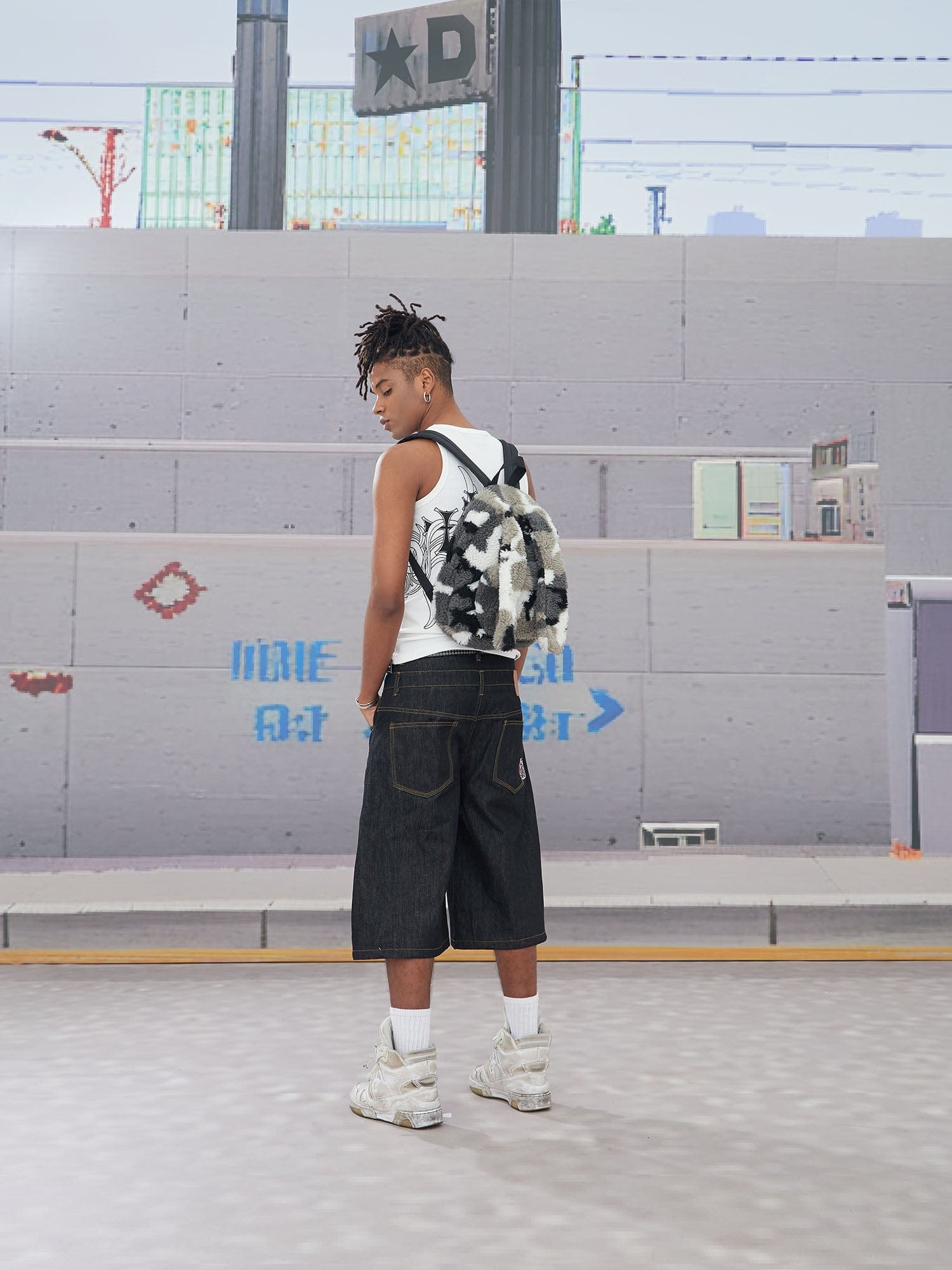 DND4DES Batwing Spliced Double-Waistband Raw Denim Shorts-Shorts-XS-Free Shipping Leatheretro