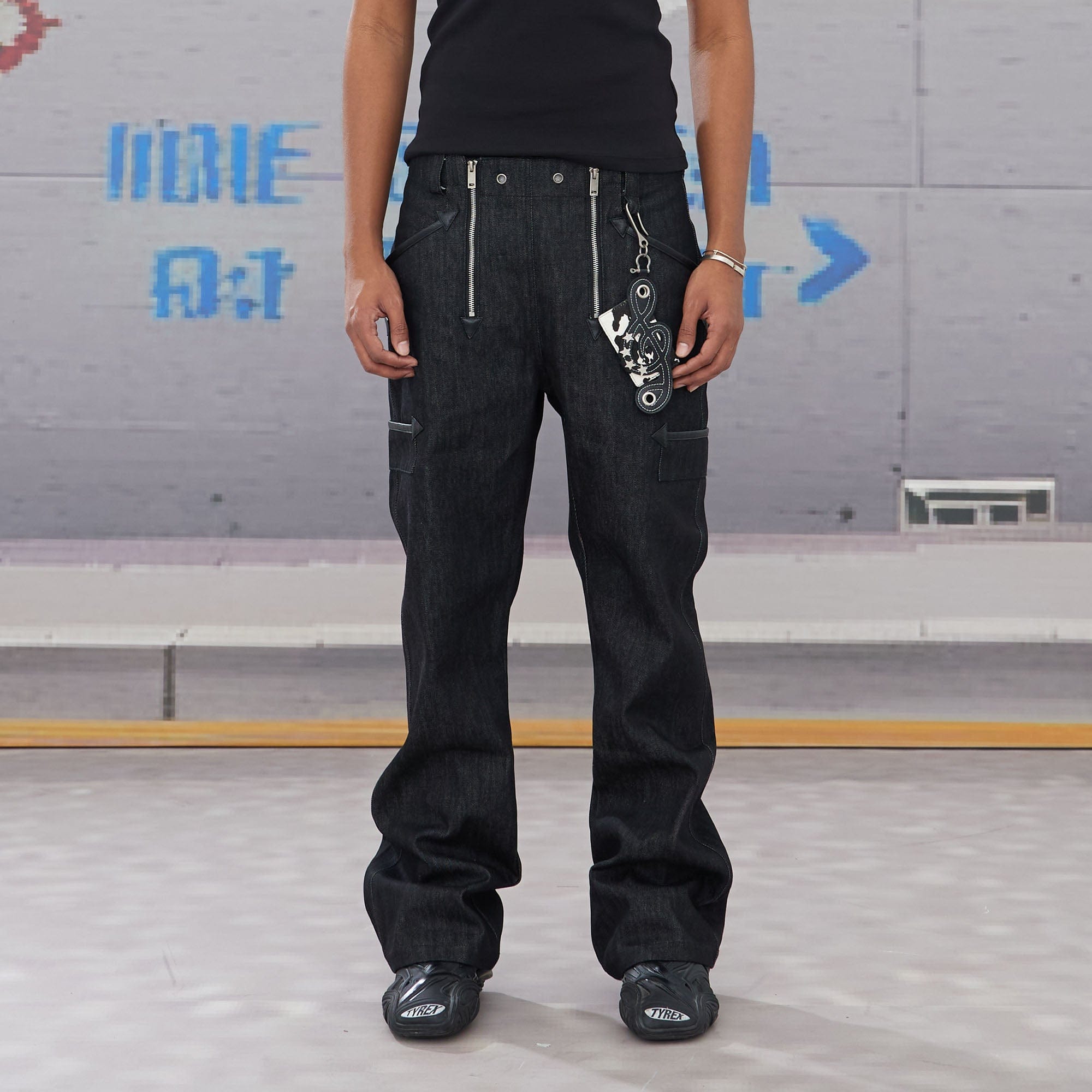 DND4DES Double-Zipper Multi-Pocket Raw Jeans-Jeans-XS-Free Shipping Leatheretro