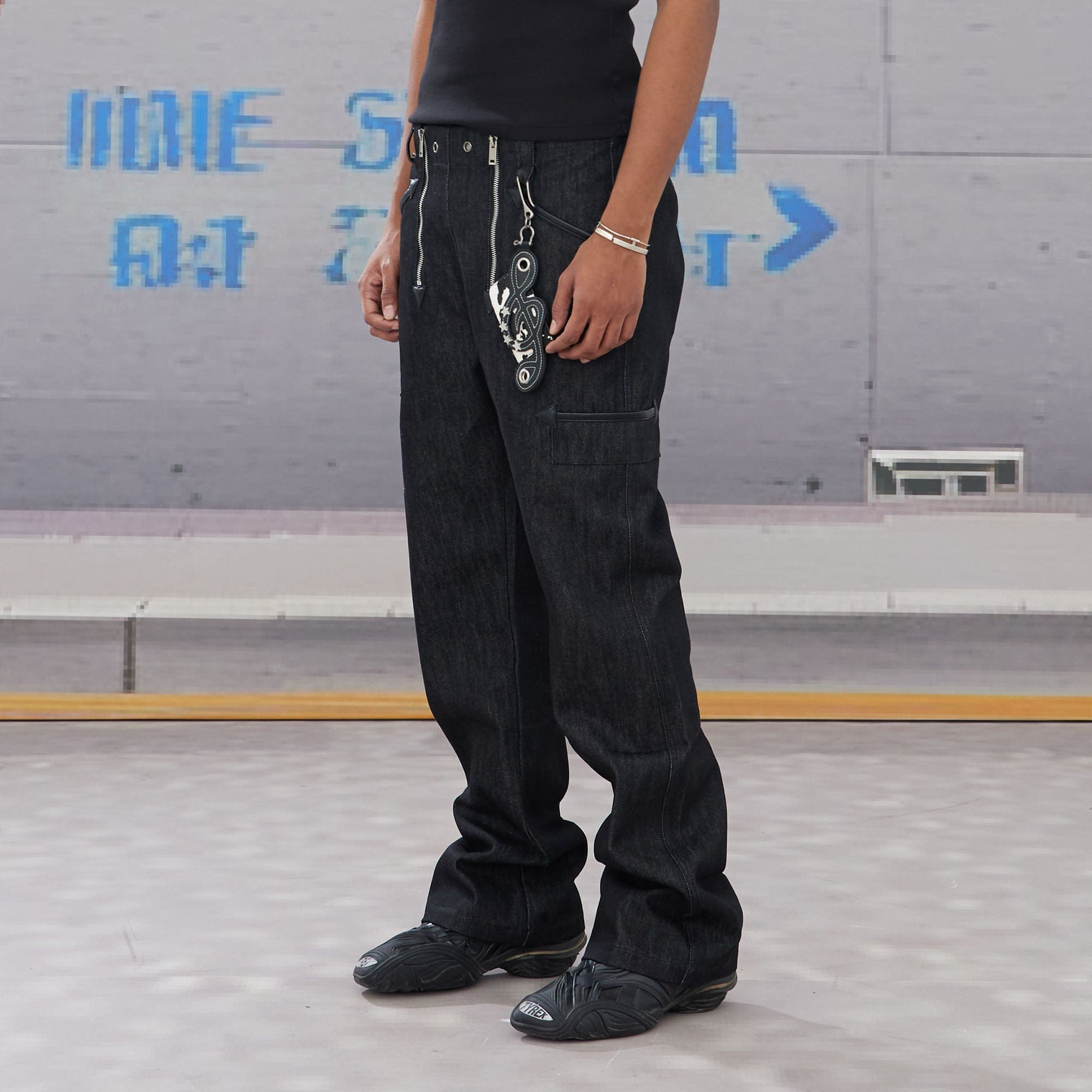 DND4DES Double-Zipper Multi-Pocket Raw Jeans-Jeans-XS-Free Shipping Leatheretro