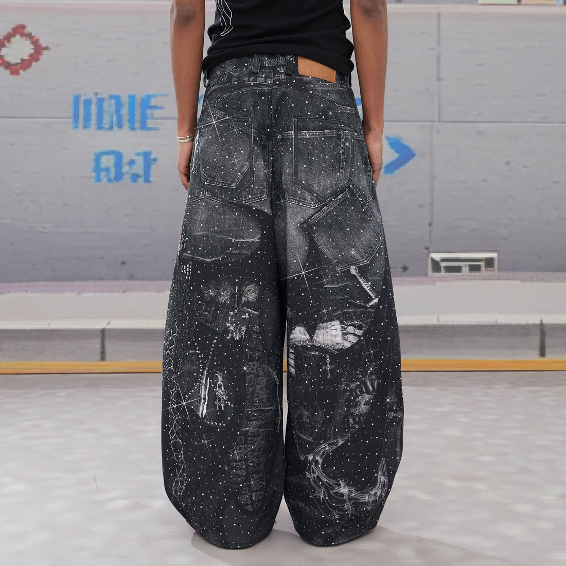 DND4DES Armour Full-Print Diamond Baggy Jeans-Jeans-XS-Free Shipping Leatheretro