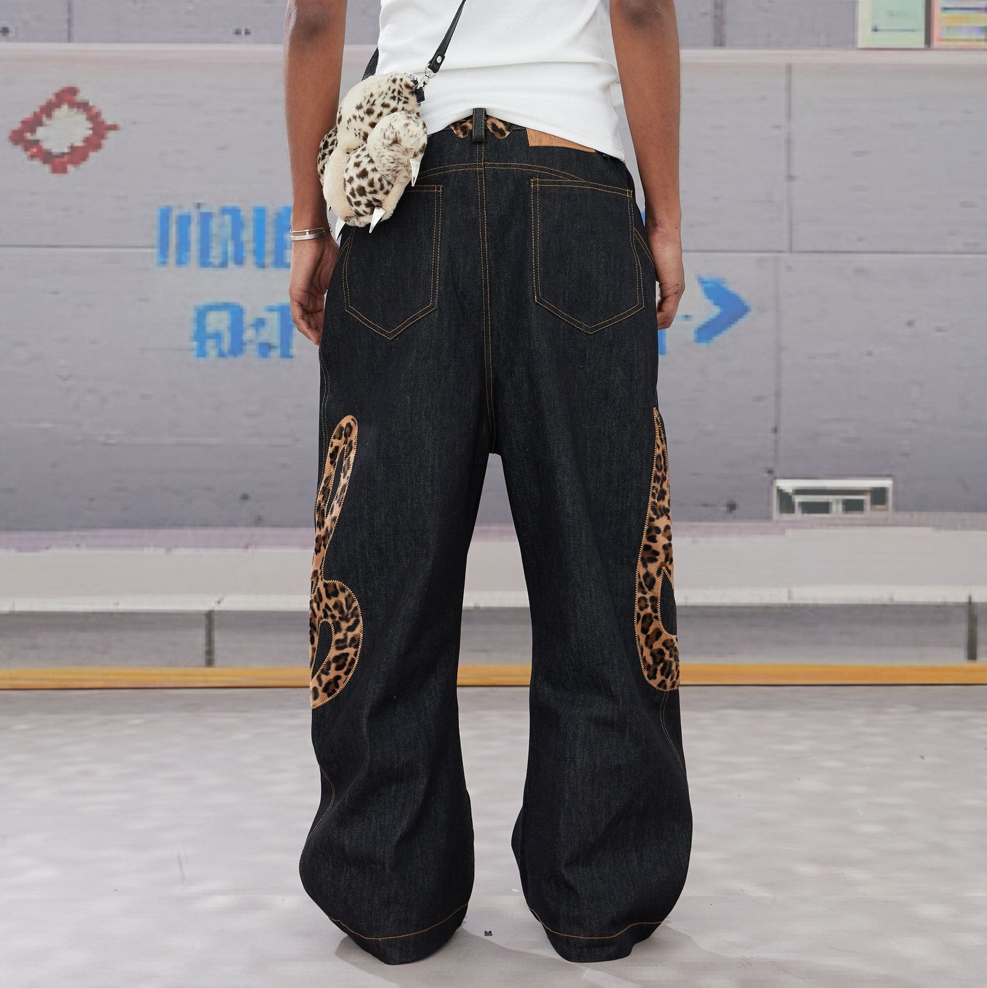 DND4DES Leopard Music Note Patch Baggy Jeans-Jeans-XXS-Free Shipping Leatheretro