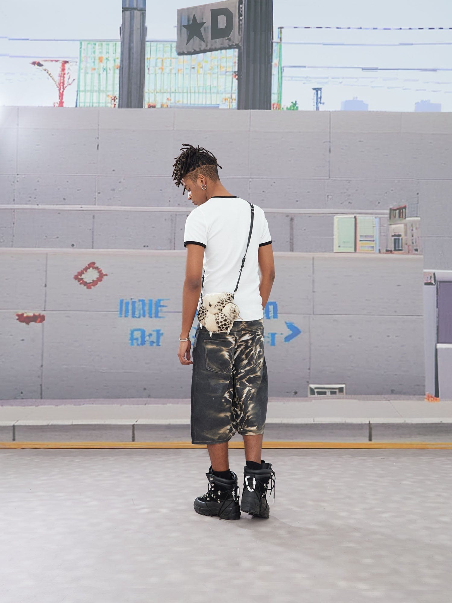 DND4DES Abstract Leopard Double-Waistband Denim Shorts-Shorts-XS-Free Shipping Leatheretro