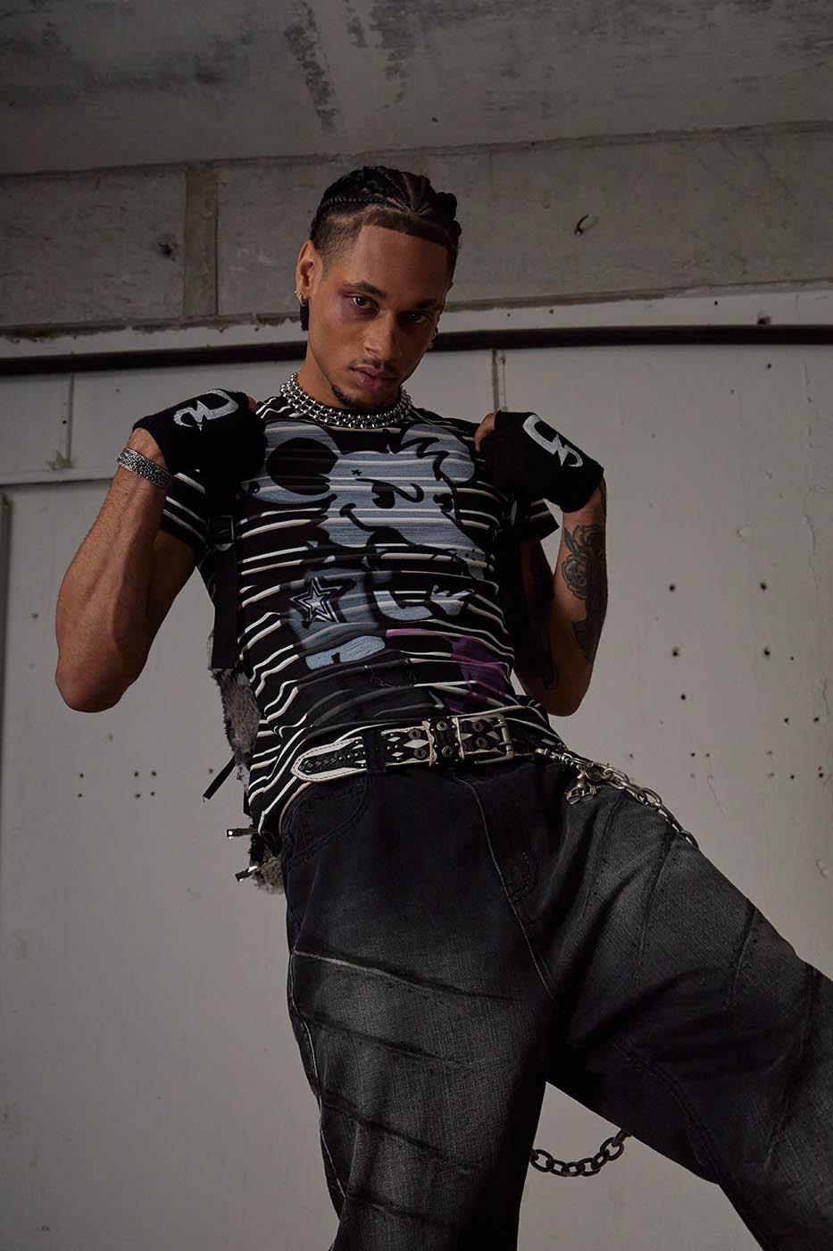 DND4DES The Rat Graffiti Striped T-Shirt-T Shirt-S-Free Shipping Leatheretro