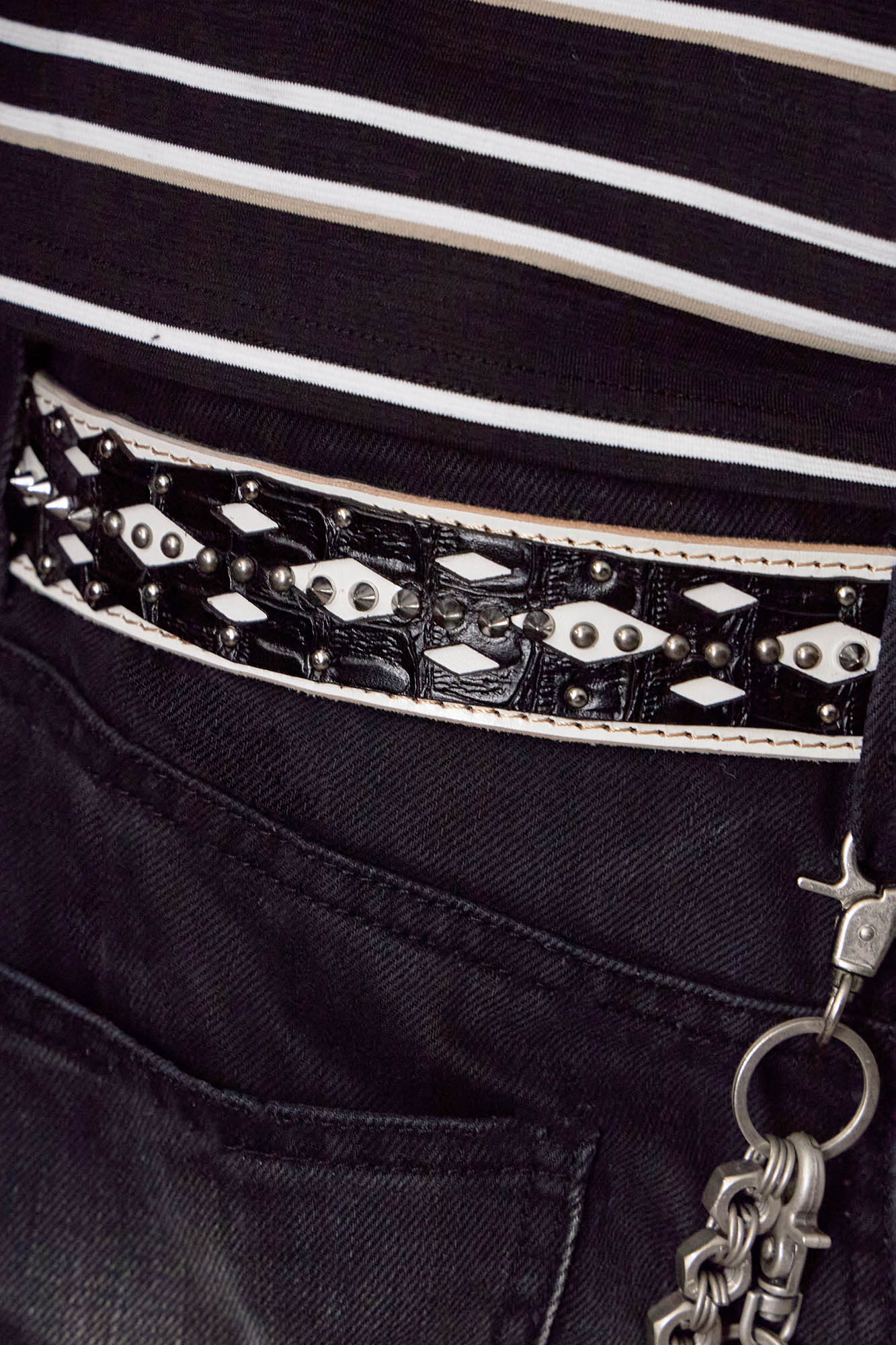 DND4DES Geometric Chain Studded Leather Belt-Belt-One Size-Free Shipping Leatheretro