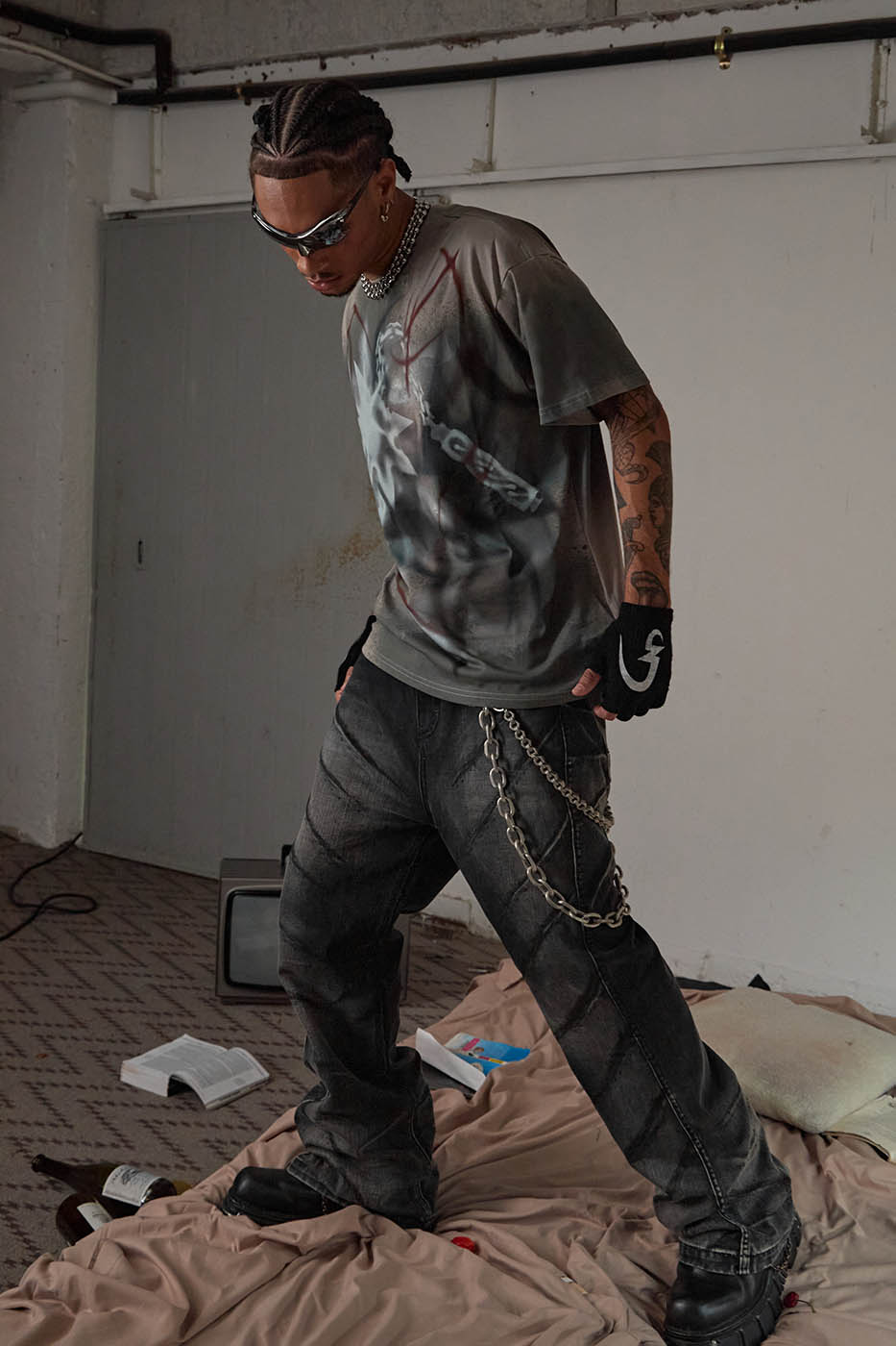 DND4DES Meteor Hammer Abstract Graphics T-Shirt-T Shirt-S-Free Shipping Leatheretro