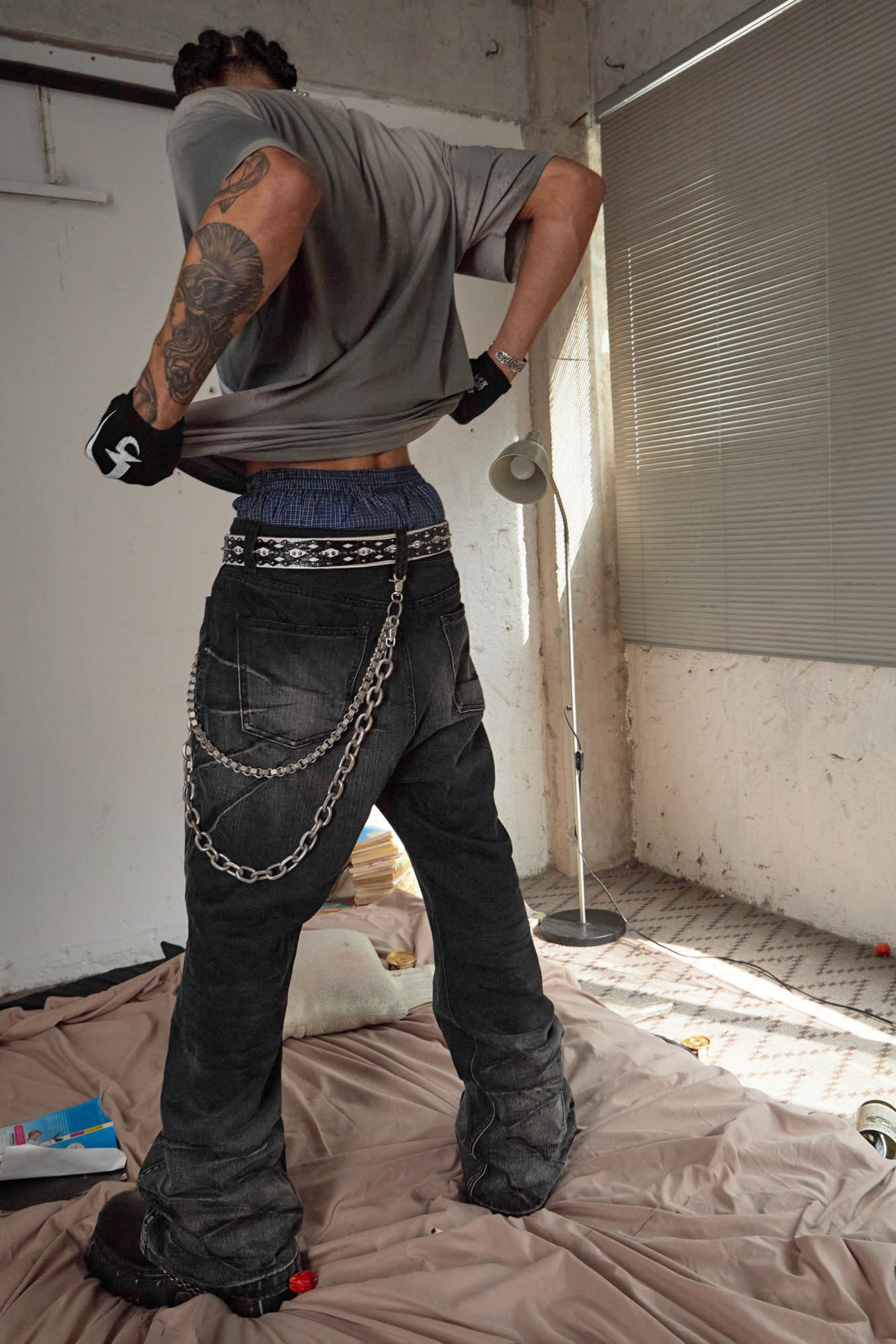 DND4DES Geometric Chain Studded Leather Belt-Belt-One Size-Free Shipping Leatheretro