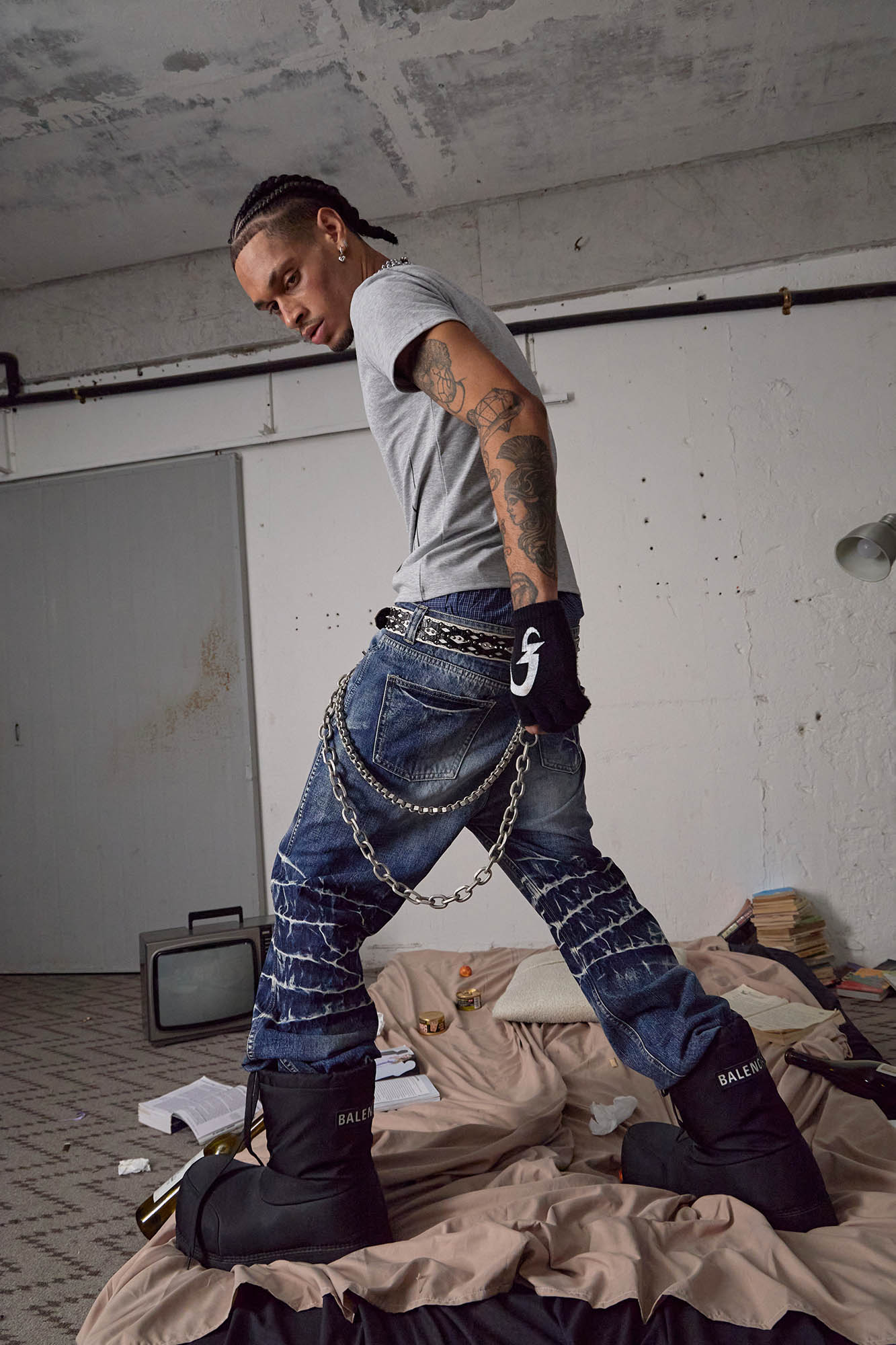 DND4DES Geometric Chain Studded Leather Belt-Belt-One Size-Free Shipping Leatheretro