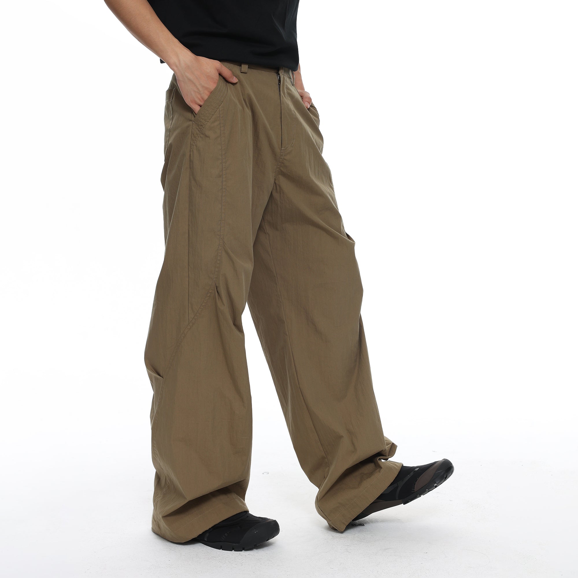 ROARINGWILD A ARCH Essential Drawstring Parachute Pants-Pants-XS-Black Regular (old version)-Free Shipping Leatheretro