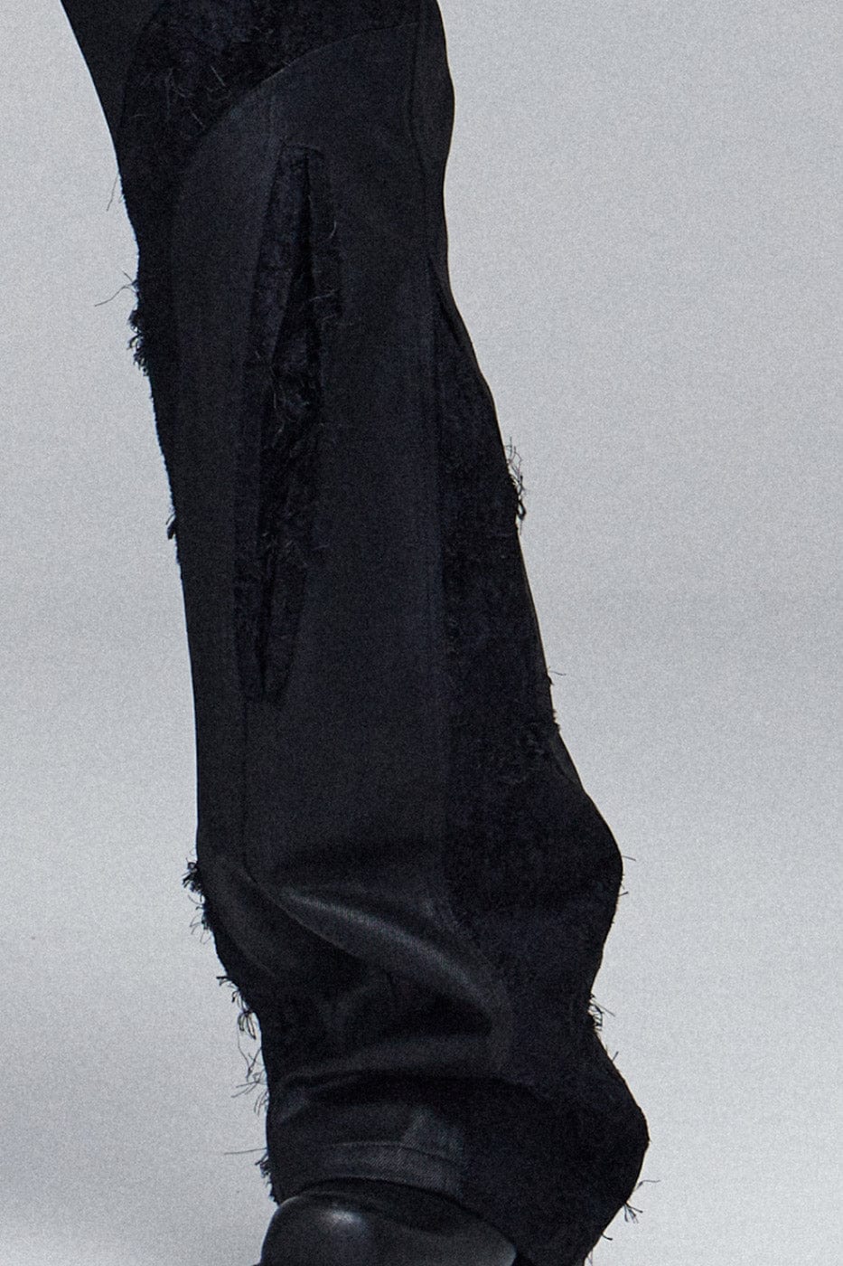 DND4DES Raw-Edge Spliced Flared Waxed Jeans-Jeans-S-Free Shipping Leatheretro