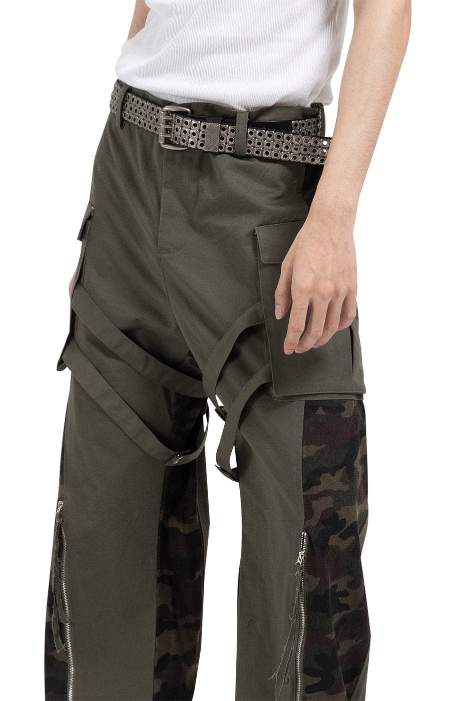 DND4DES Spliced Camouflage Bandage Zipper Cargo-Pants-XS-Free Shipping Leatheretro