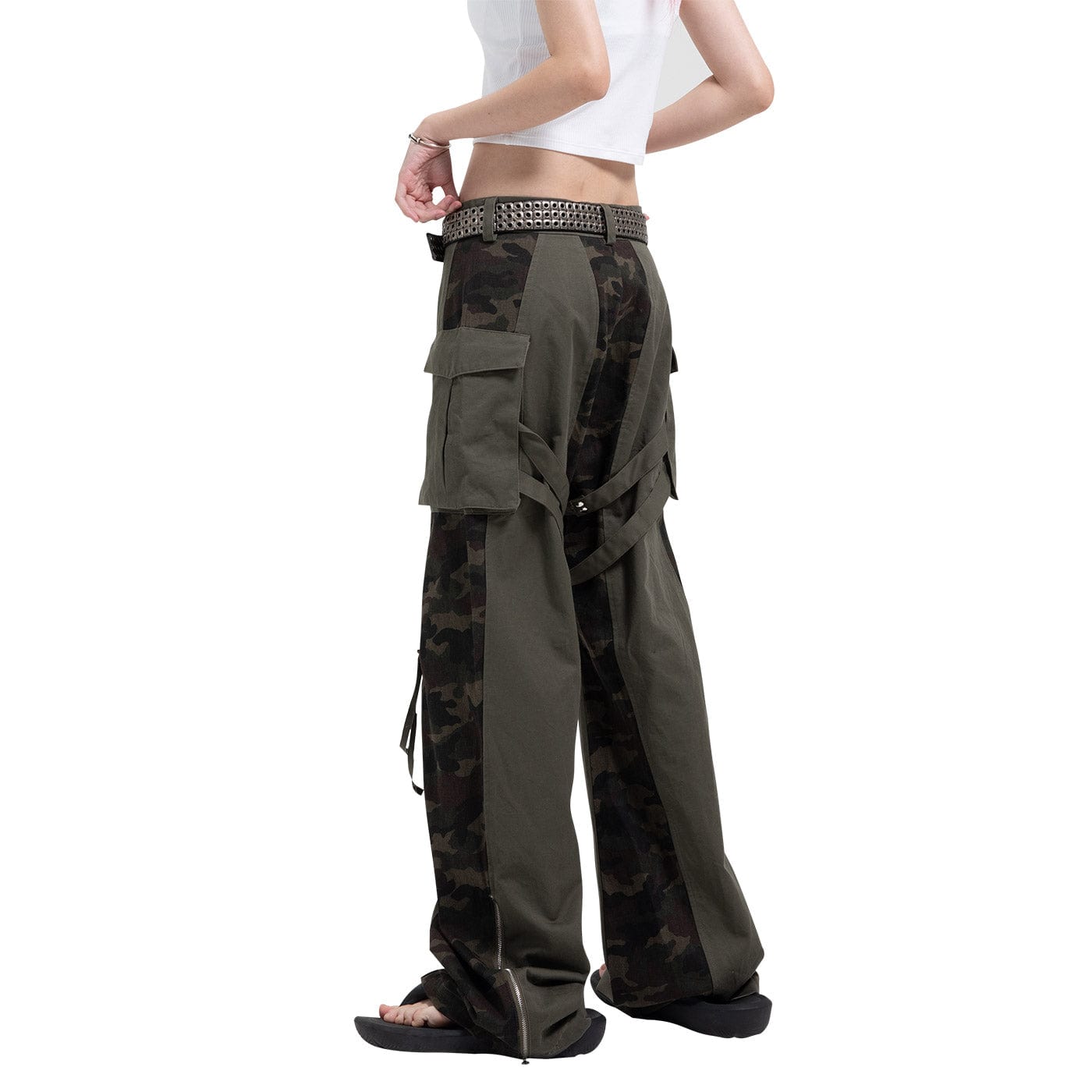 DND4DES Spliced Camouflage Bandage Zipper Cargo-Pants-XS-Free Shipping Leatheretro