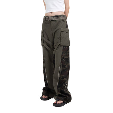 DND4DES Spliced Camouflage Bandage Zipper Cargo-Pants-XS-Free Shipping Leatheretro