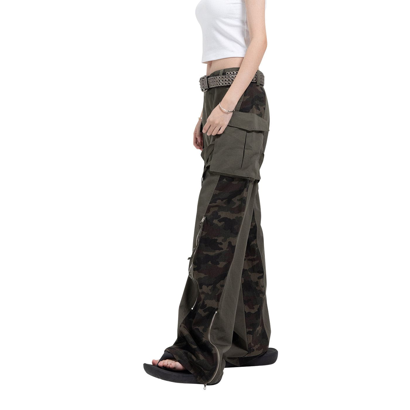 DND4DES Spliced Camouflage Bandage Zipper Cargo-Pants-XS-Free Shipping Leatheretro