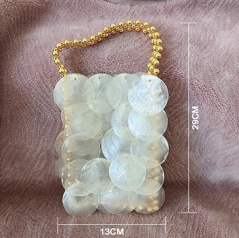 Fashionable Colorful Handwoven Shell Bag-color-Free Shipping Leatheretro