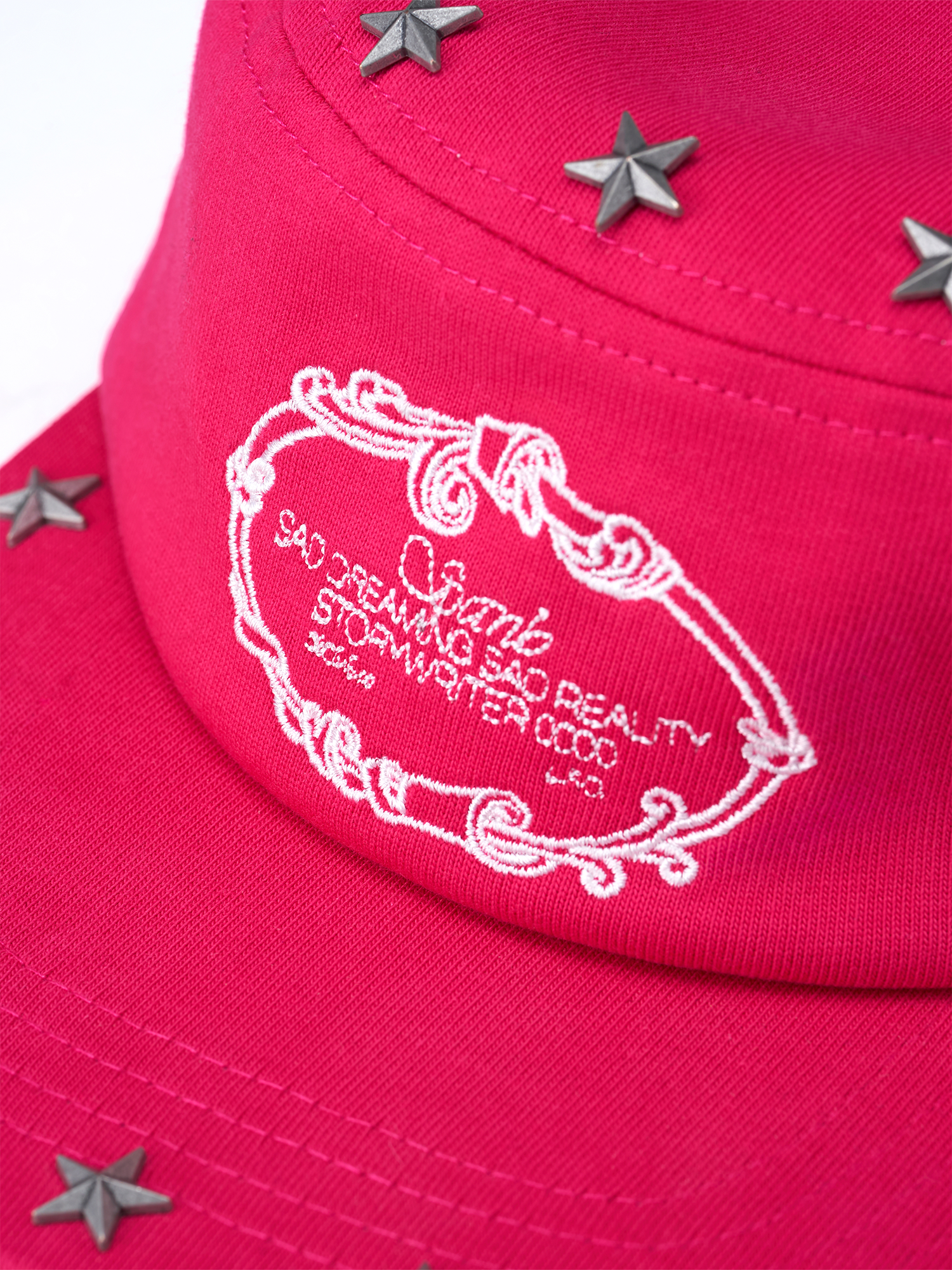 SANB Star-Studded Embroidered Pillbox Cap-Hat, Cap, Beanie-One Size-Pink-Free Shipping Leatheretro