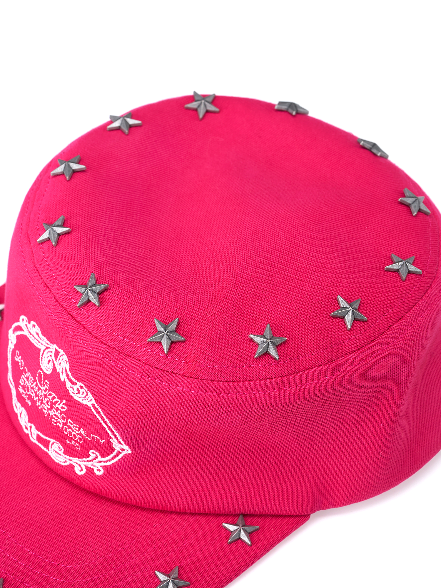 SANB Star-Studded Embroidered Pillbox Cap-Hat, Cap, Beanie-One Size-Pink-Free Shipping Leatheretro
