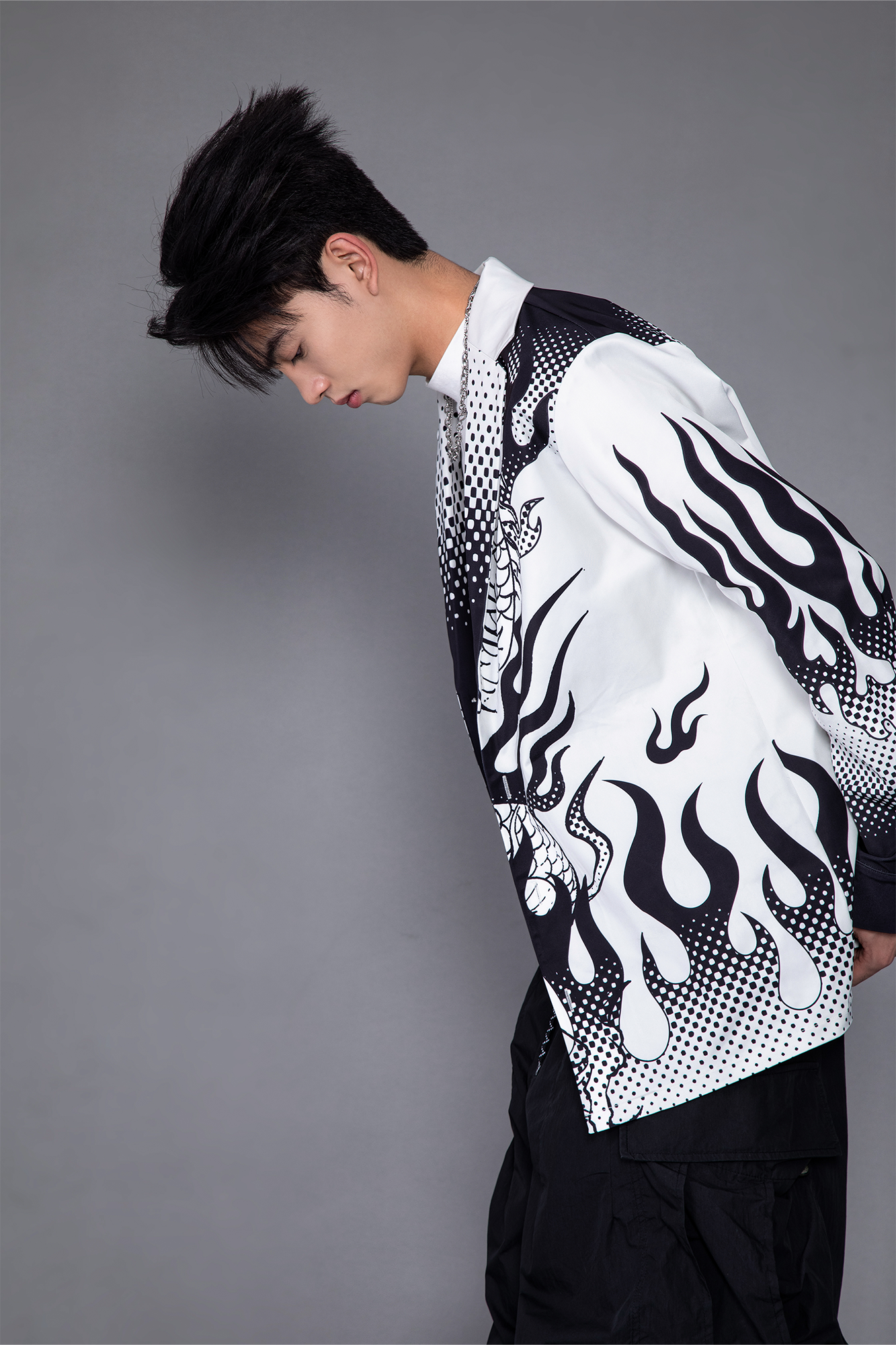 MASH UP ASIA Dragon Flame Graphic Oversized Blazer-Jacket-M-Free Shipping Leatheretro