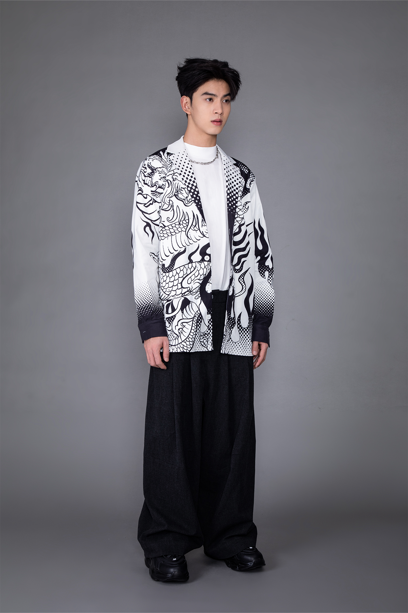 MASH UP ASIA Dragon Flame Graphic Oversized Blazer-Jacket-M-Free Shipping Leatheretro