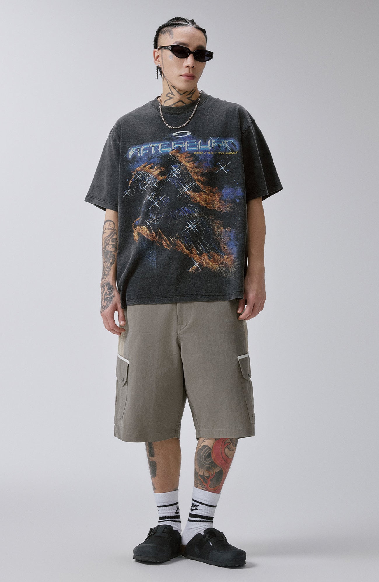 F2CE Washed Inferno Graphic Tee-T Shirt-S-Free Shipping Leatheretro