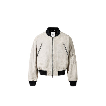 FORFEARTHAT Faded Wash Utility Bomber Jacket-Jacket-S-With padding-Free Shipping Leatheretro