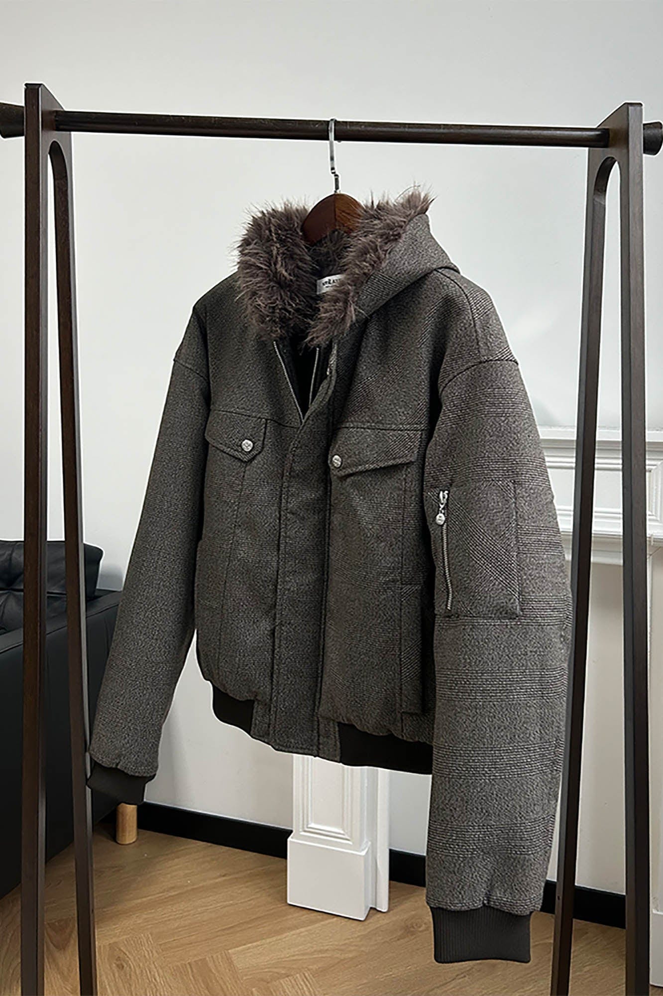 KREATE Padded Faux Fur Collar Utility Jacket-Jacket-S-Multicolor-Free Shipping Leatheretro