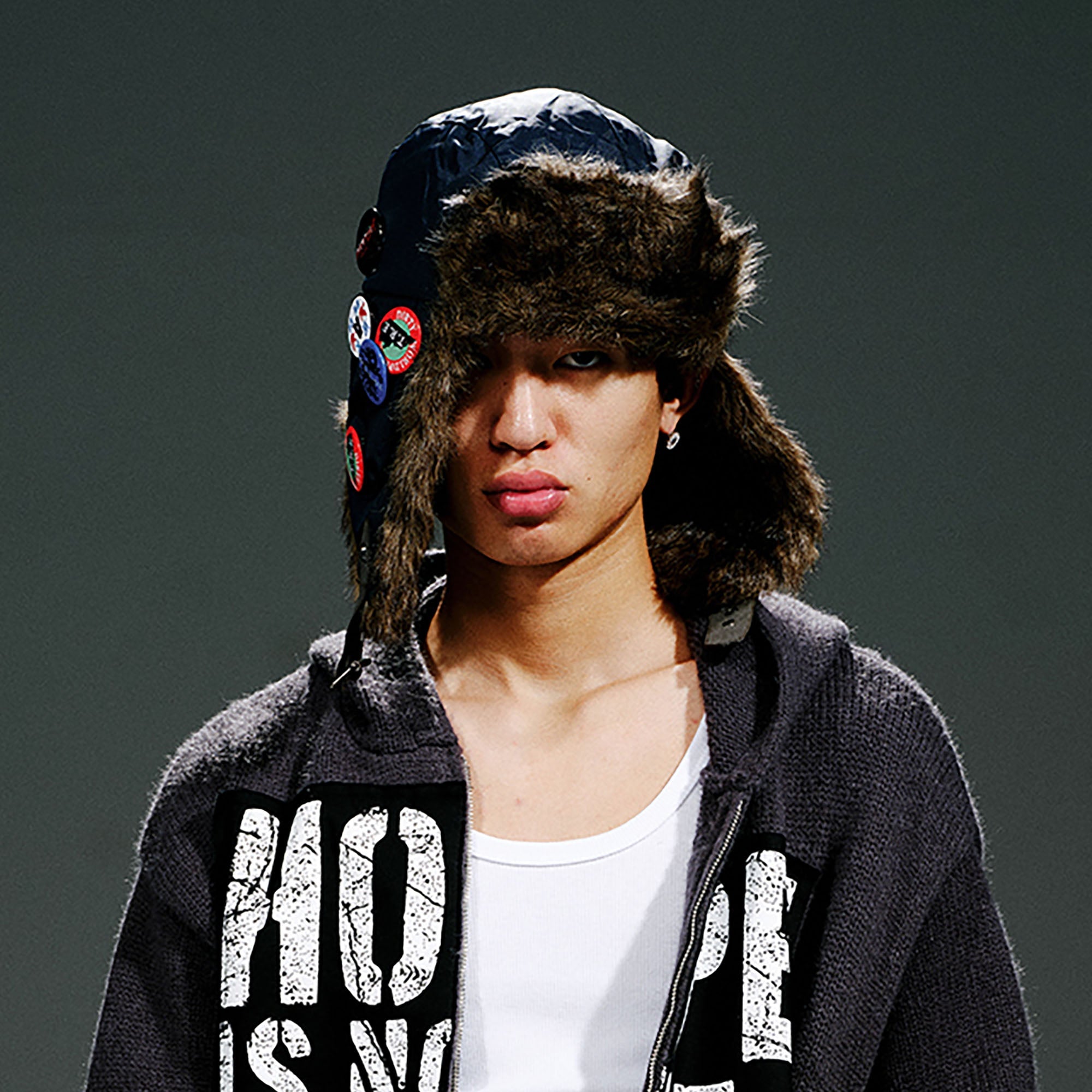TRECLUB Faux-Fur Badge Aviator Hat-Hat, Cap, Beanie-Navy-Free Shipping Leatheretro