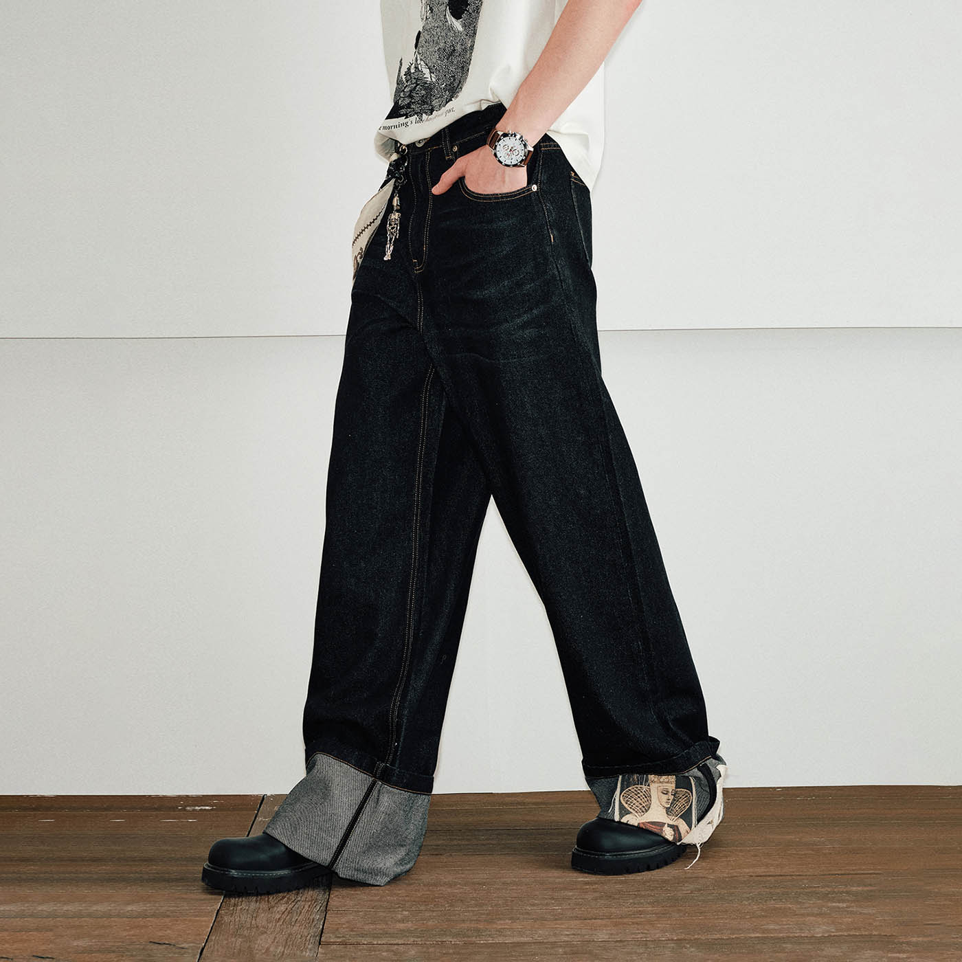 KREATE Patchwork Denim Pants-Jeans-S-Free Shipping Leatheretro