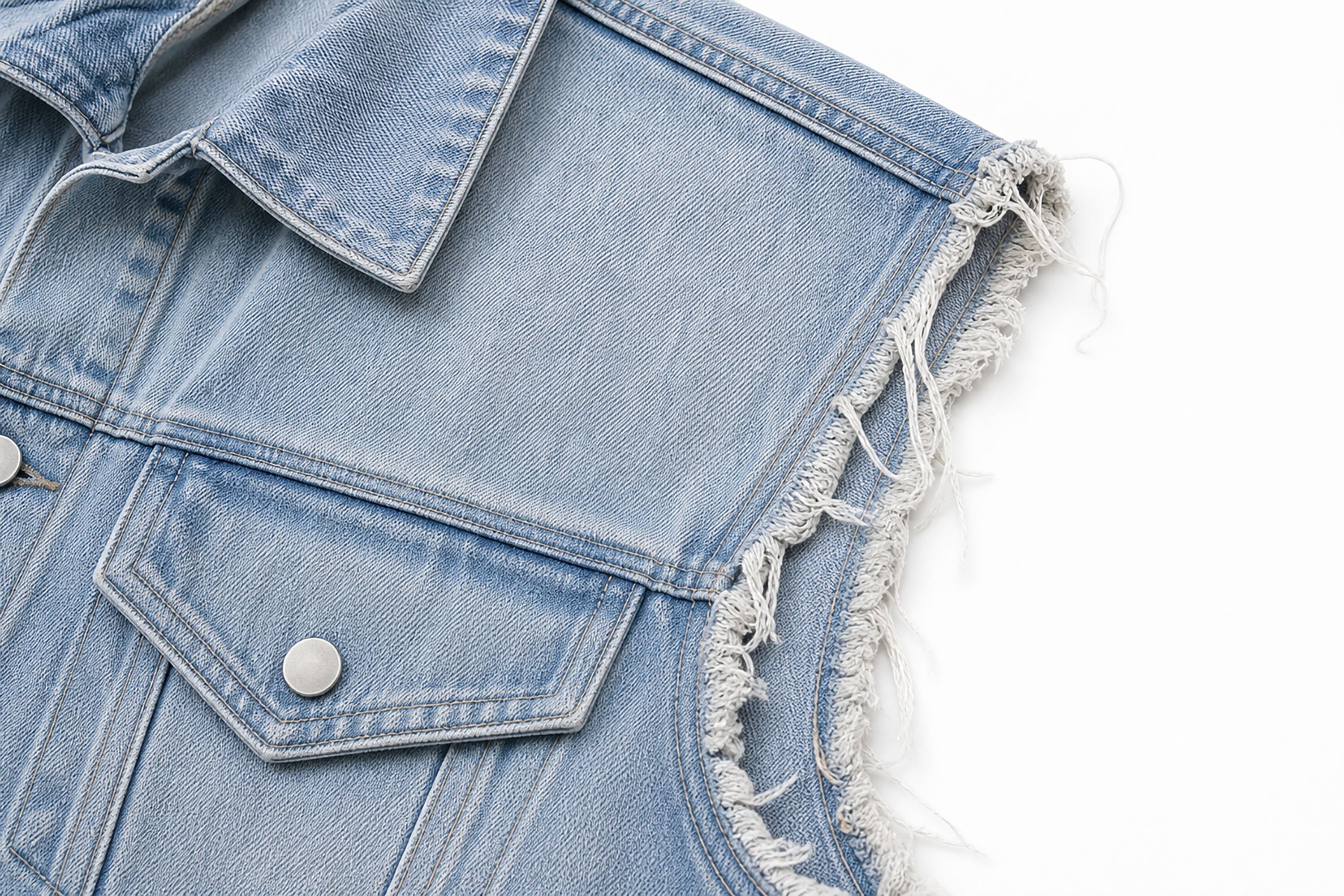 CLP Washed Frayed-Hem Vest-Vest-M (Preorder)-Free Shipping Leatheretro