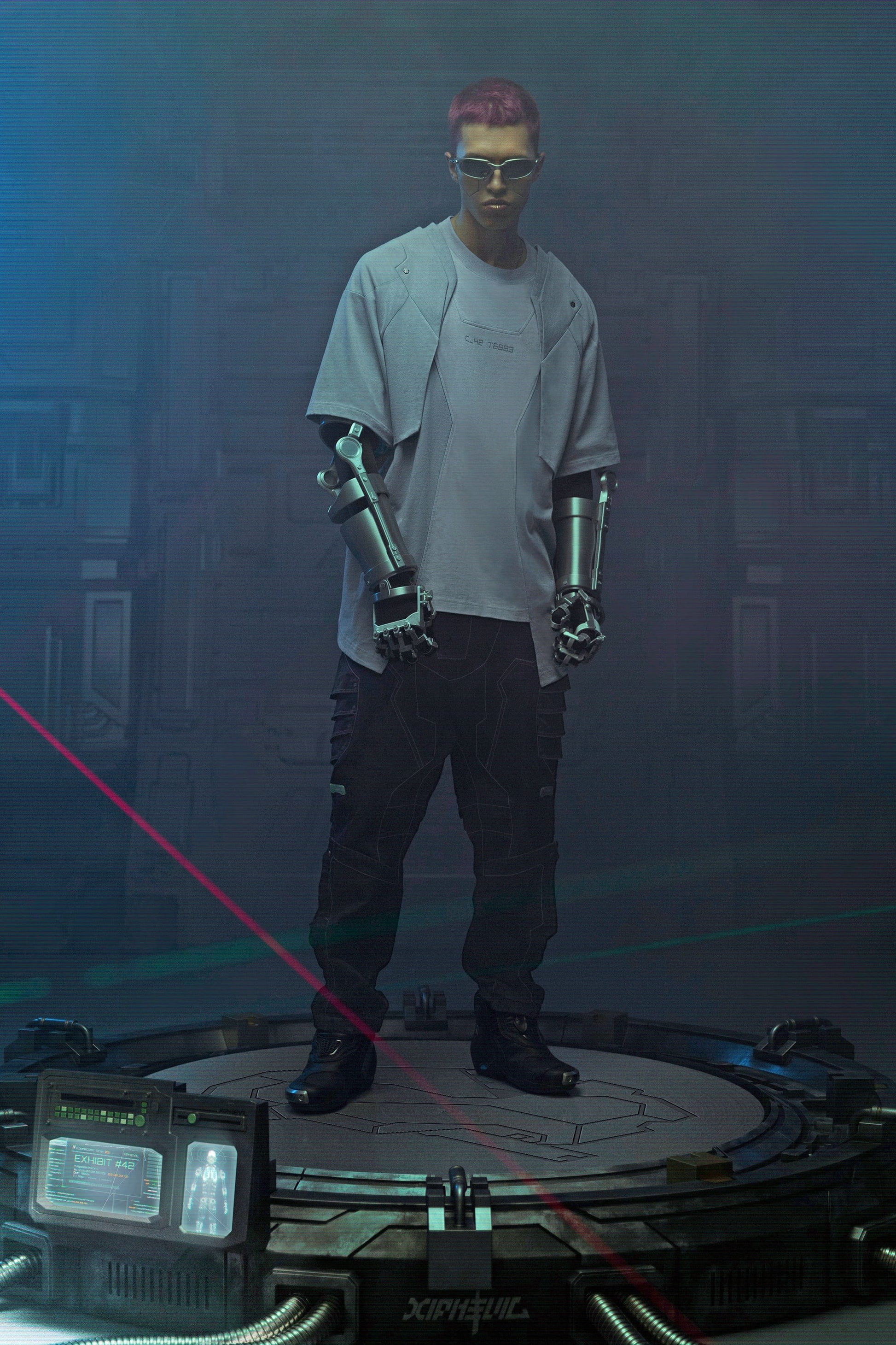 XIPHEVIL Deep Zone Deconstructed Armor Rivet T-Shirt Light Grey-T Shirt-XS-Free Shipping Leatheretro