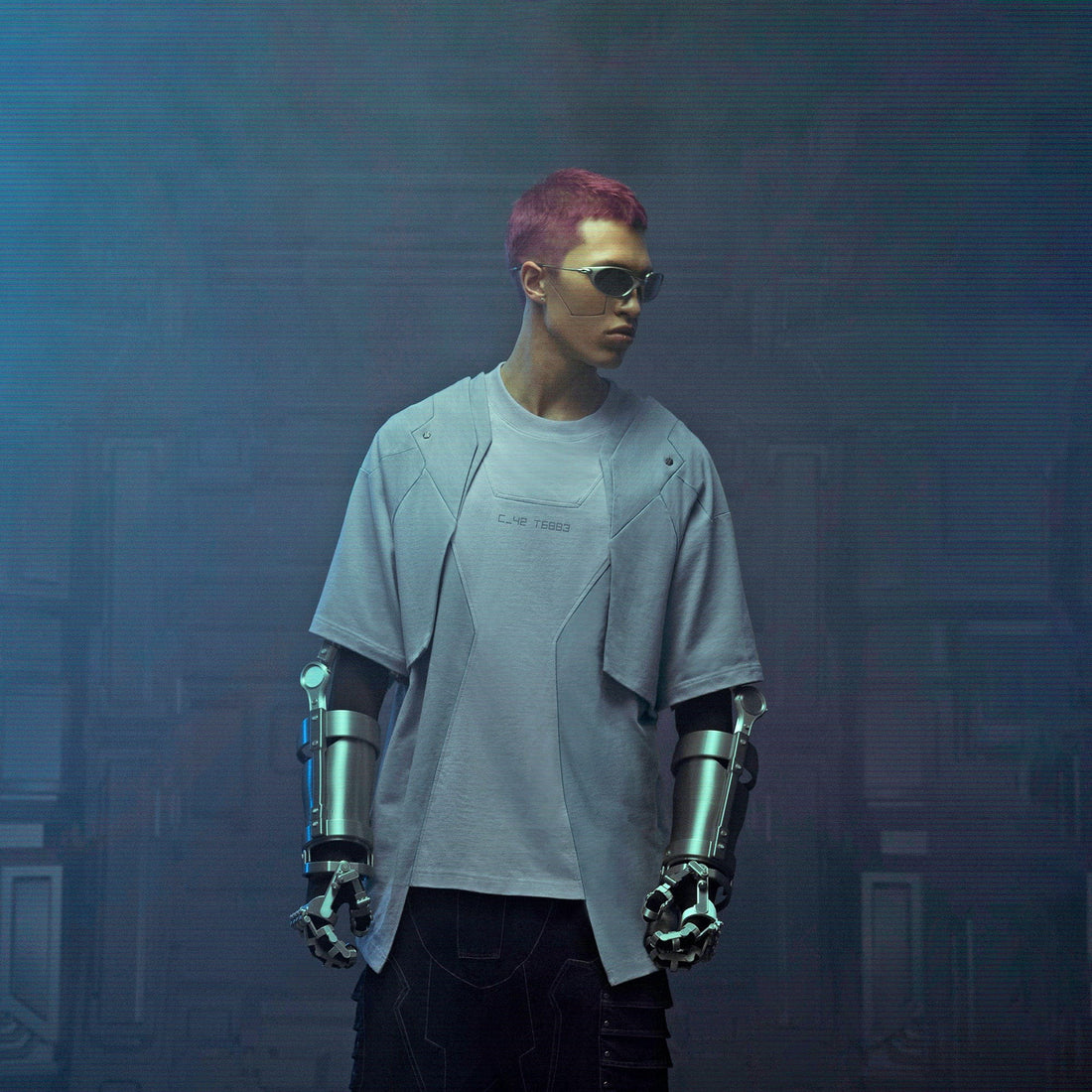 XIPHEVIL Deep Zone Deconstructed Armor Rivet T-Shirt Light Grey-T Shirt-XS-Free Shipping Leatheretro