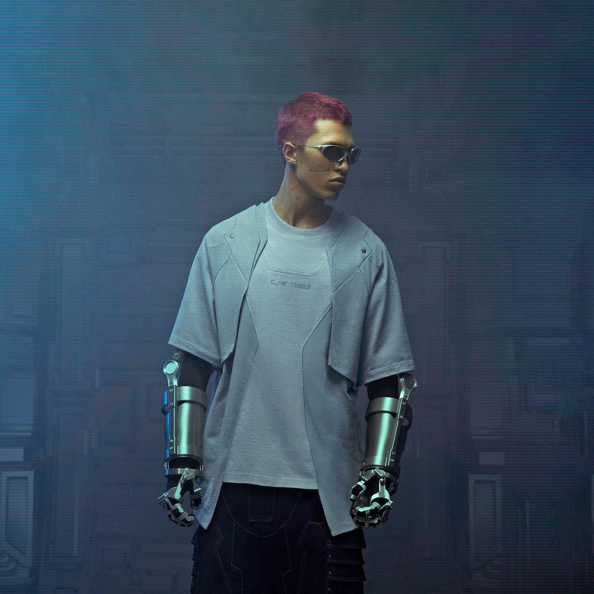 XIPHEVIL Deep Zone Deconstructed Armor Rivet T-Shirt Light Grey-T Shirt-XS-Free Shipping Leatheretro