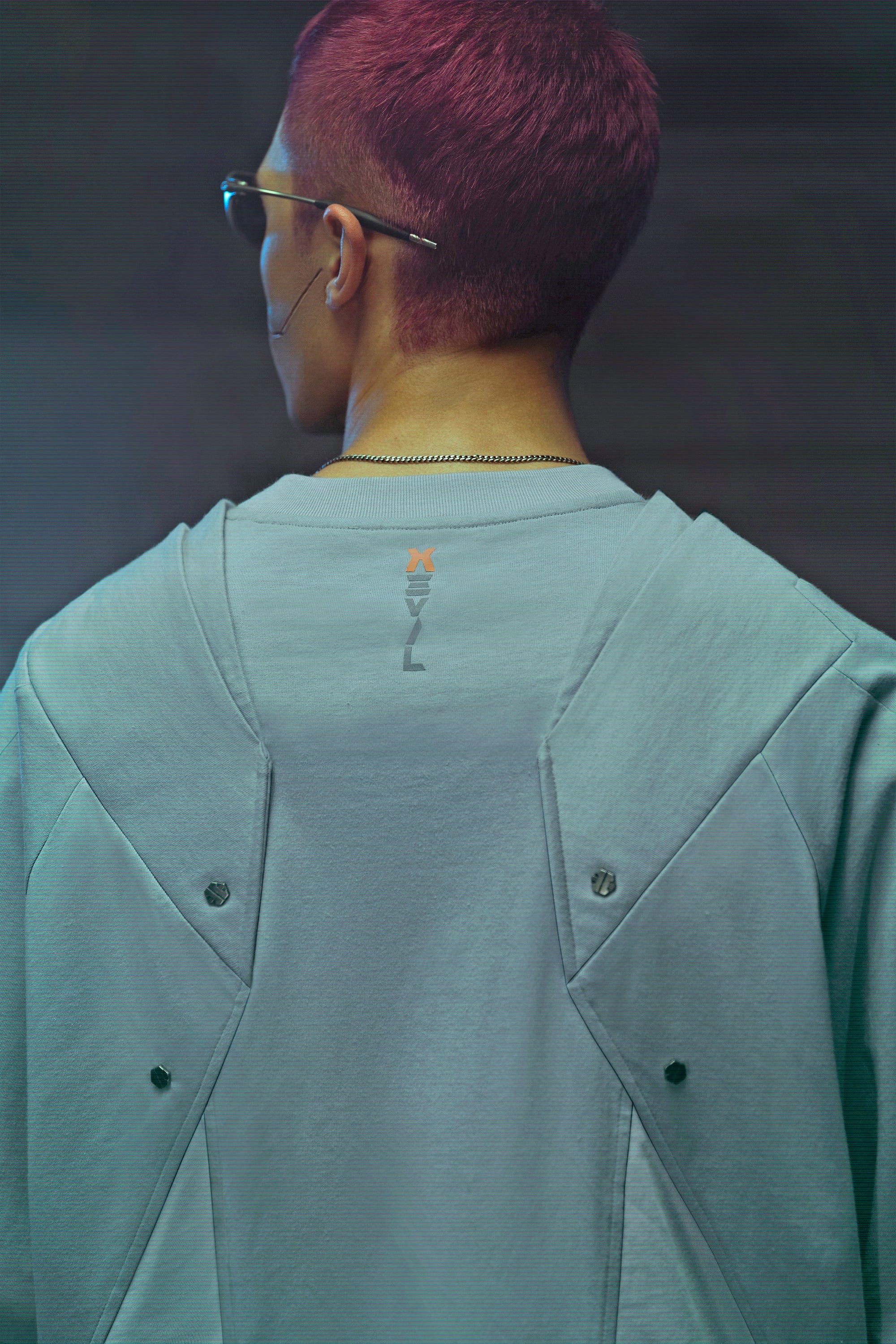 XIPHEVIL Deep Zone Deconstructed Armor Rivet T-Shirt Light Grey-T Shirt-XS-Free Shipping Leatheretro