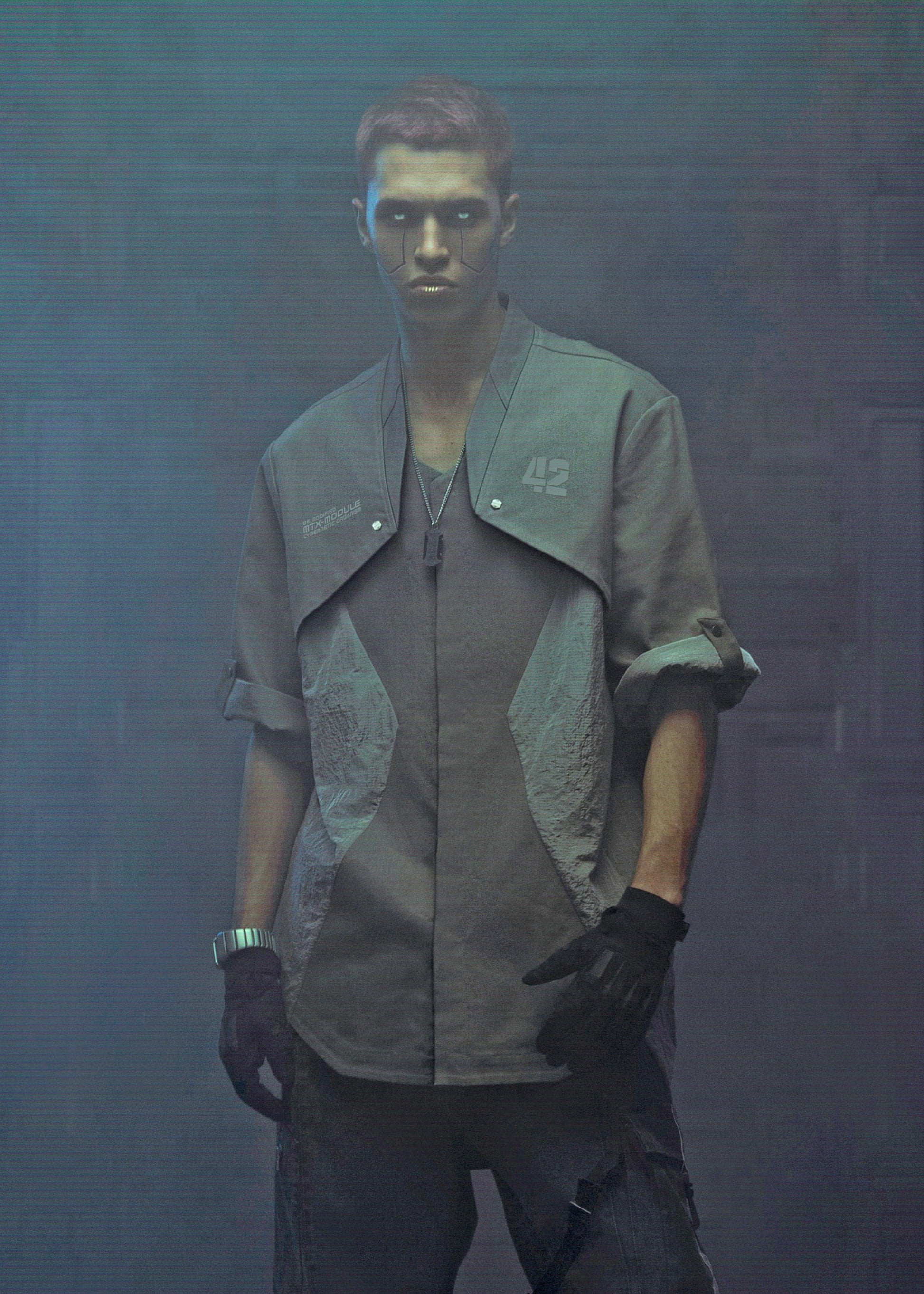 XIPHEVIL Terminal Modern Layered Rivet Half Shirt Light Grey-Half shirt-XS-Free Shipping Leatheretro