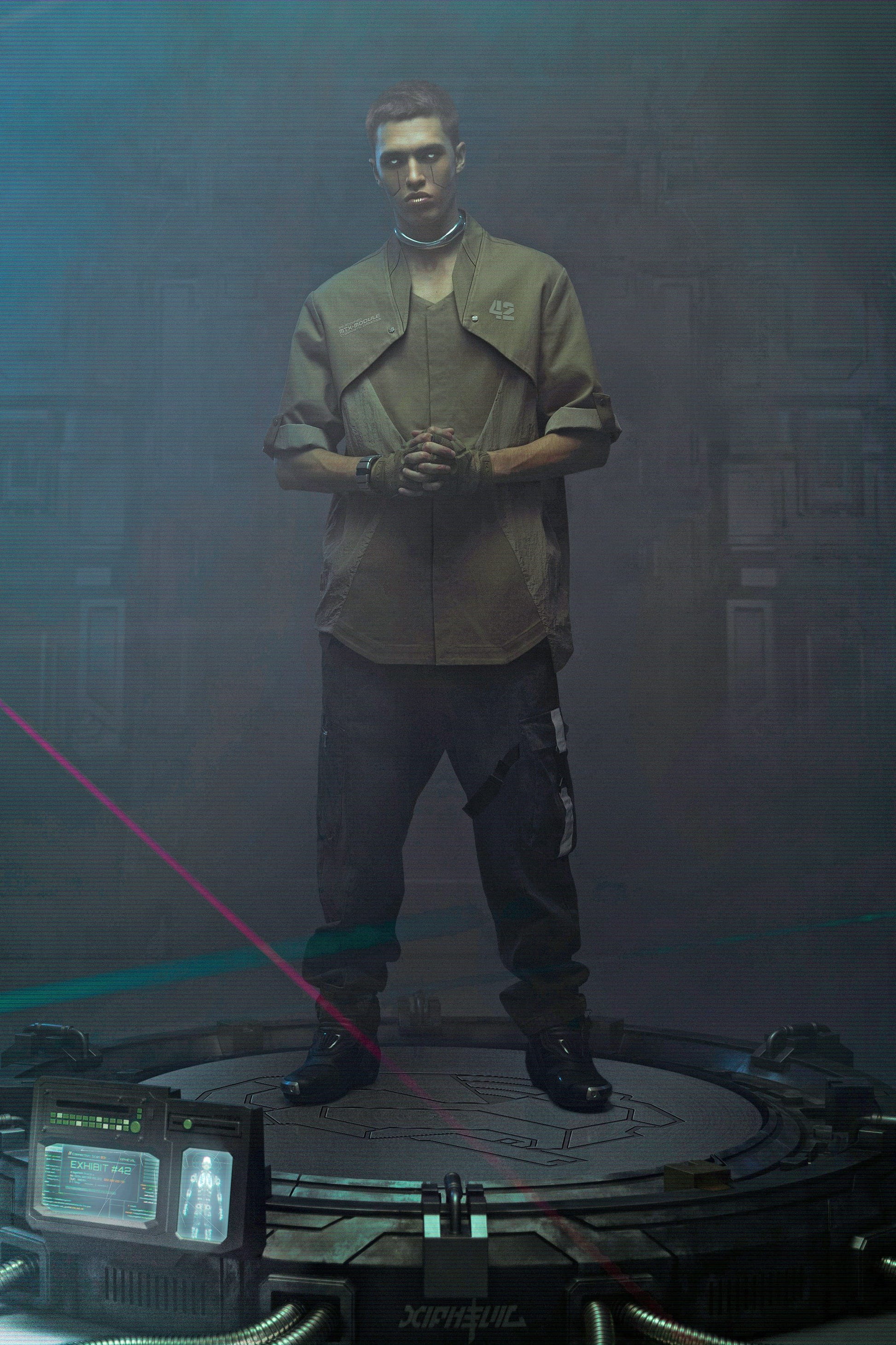 XIPHEVIL Terminal Layered Rivet Half Shirt Army Green-Half shirt-XS-Free Shipping Leatheretro