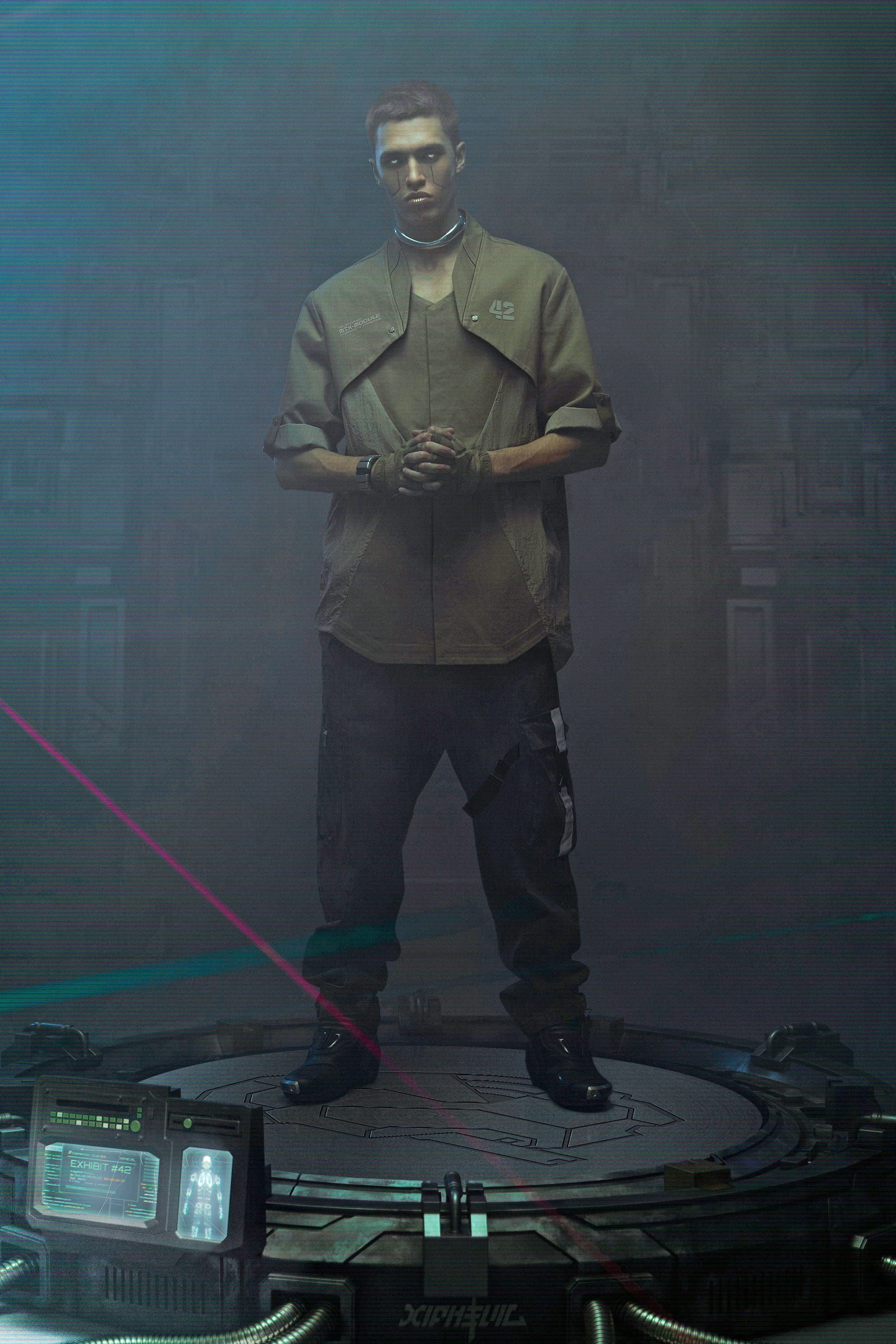 XIPHEVIL Terminal Layered Rivet Half Shirt Army Green-Half shirt-XS-Free Shipping Leatheretro