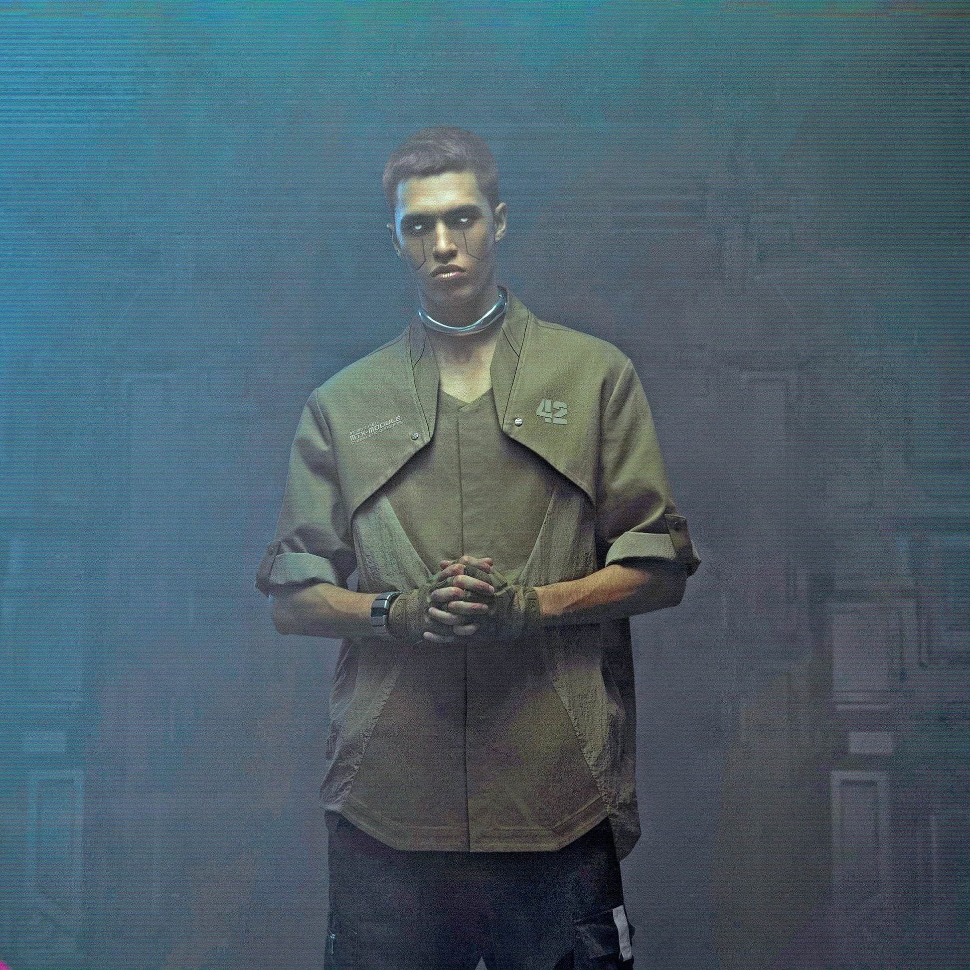 XIPHEVIL Terminal Layered Rivet Half Shirt Army Green-Half shirt-XS-Free Shipping Leatheretro