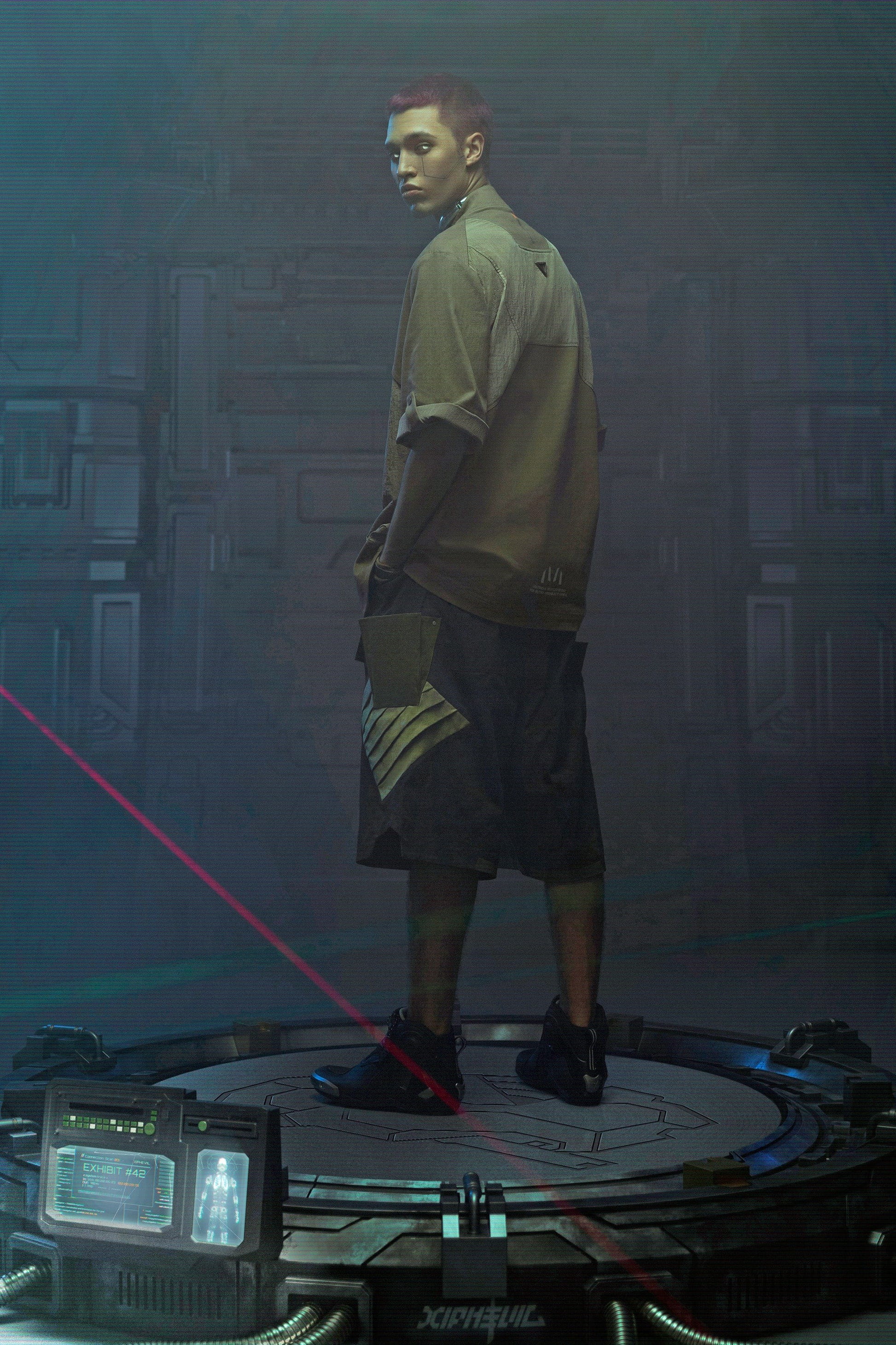 XIPHEVIL Terminal Layered Rivet Half Shirt Army Green-Half shirt-XS-Free Shipping Leatheretro